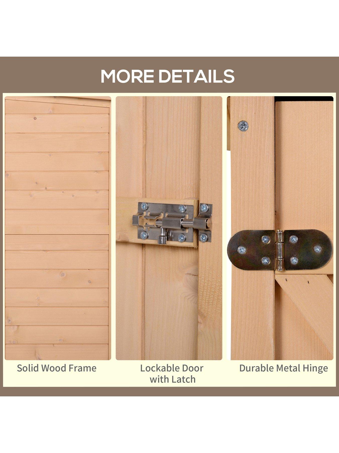 Image 6 of 6 of OutSunny Garden Shed Wooden Garden Tool Storage Shed w/ 2 Shelves 75 x 56 x115cm Natural