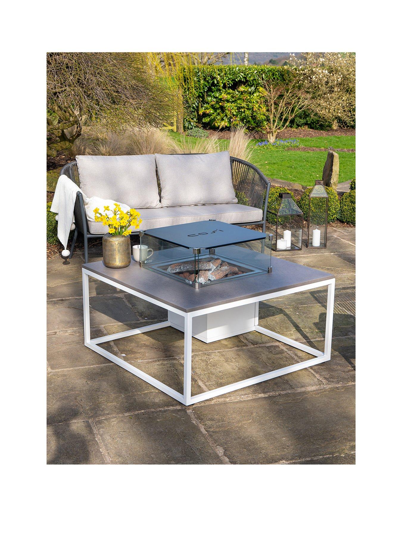 Product photograph of Pacific Lifestyle Cosiloft 100 White And Grey Fire Pit Table from very.co.uk