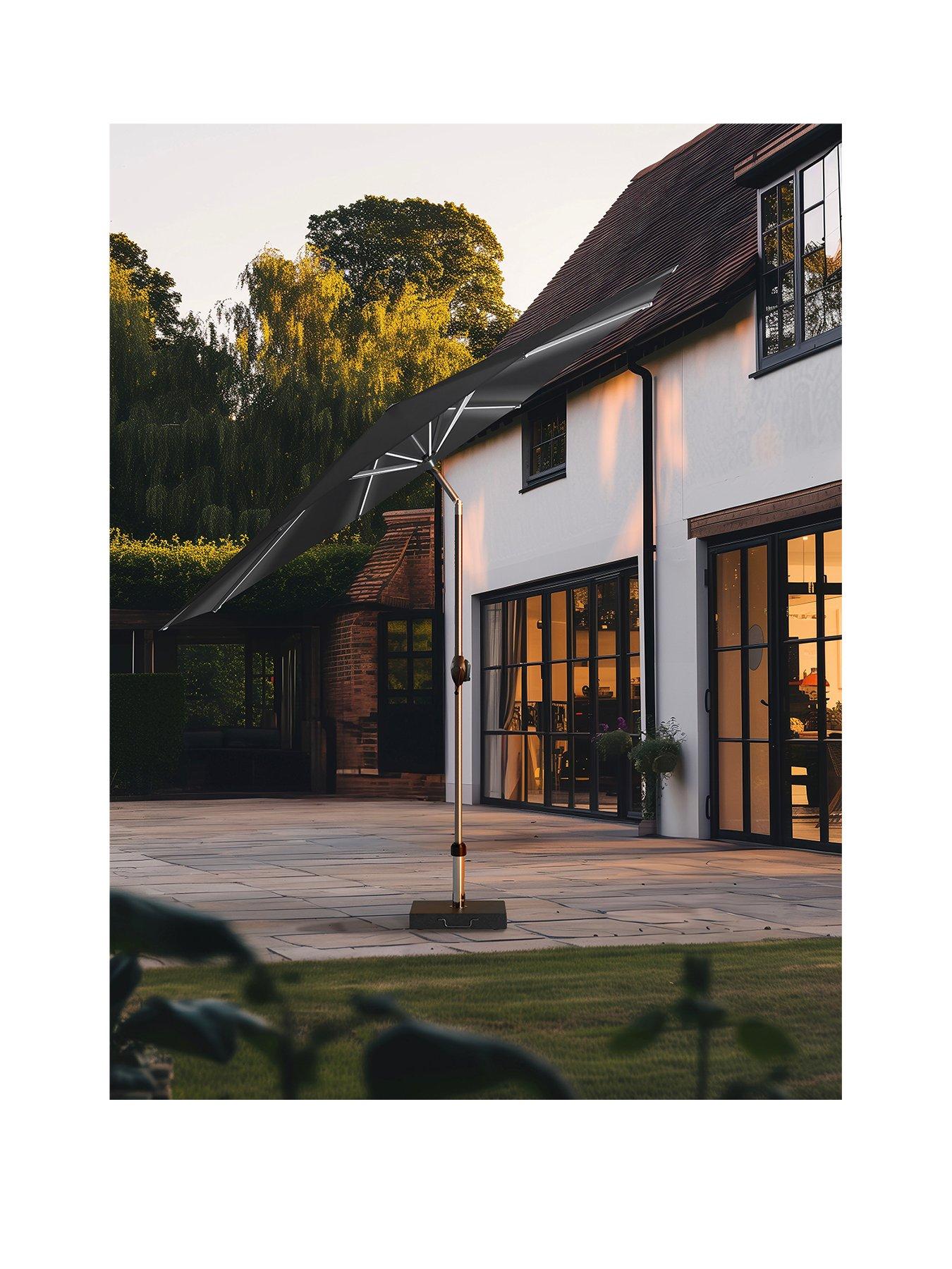 Product photograph of Pacific Lifestyle Glow Defender 3m Round Anthracite Centre Pole Parasol from very.co.uk