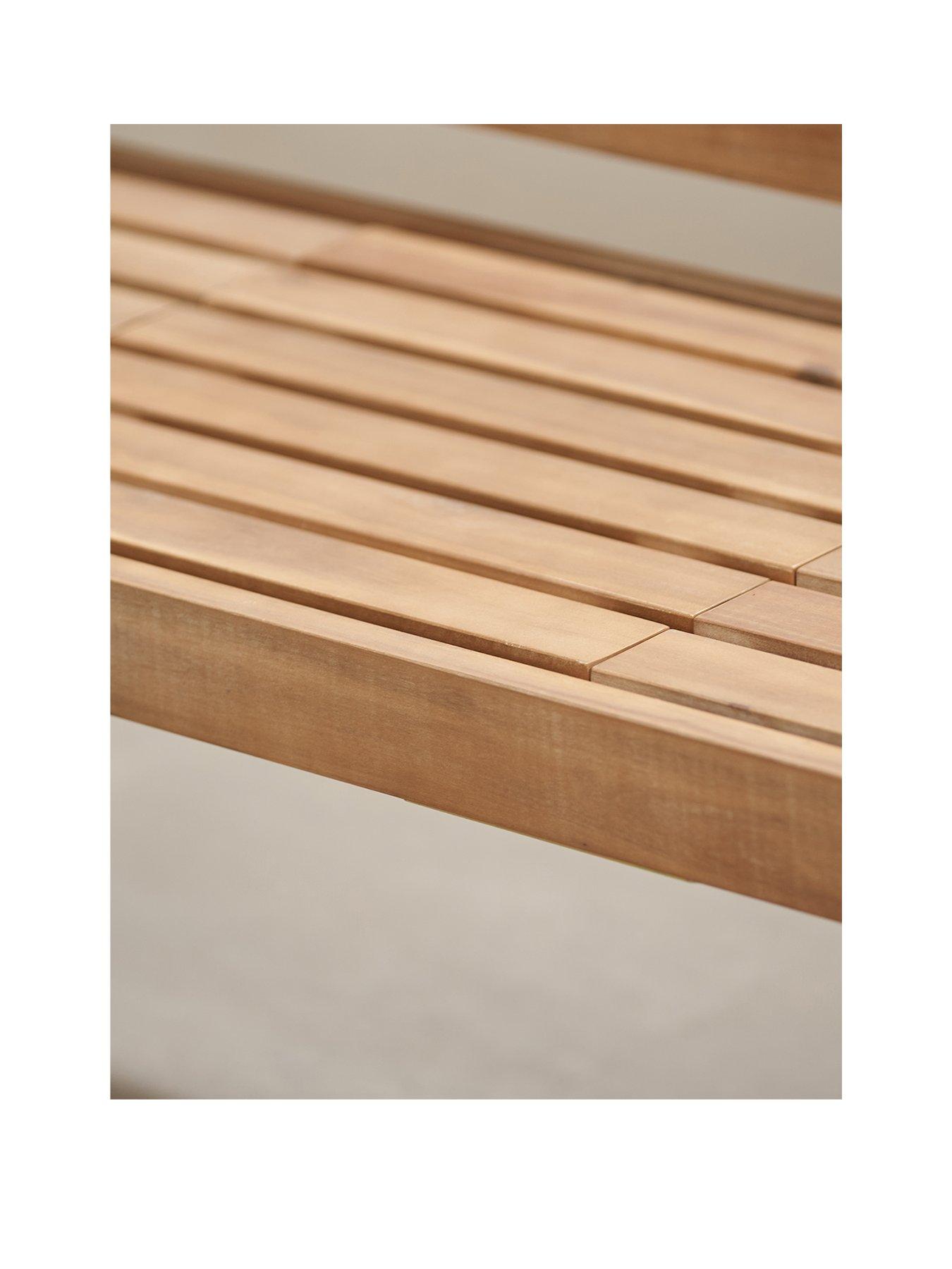 Image 2 of 6 of Pacific Lifestyle Richmond Light Teak Outdoor Bench with Pop Up Table
