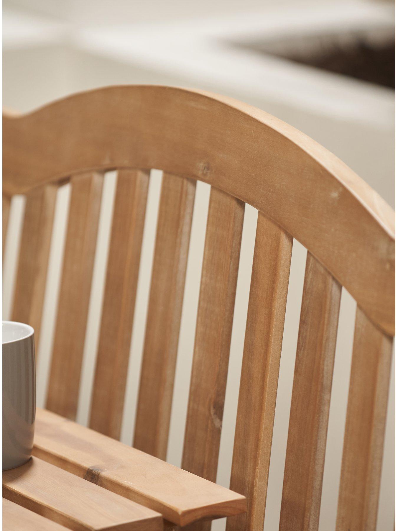 Image 4 of 6 of Pacific Lifestyle Richmond Light Teak Outdoor Bench with Pop Up Table