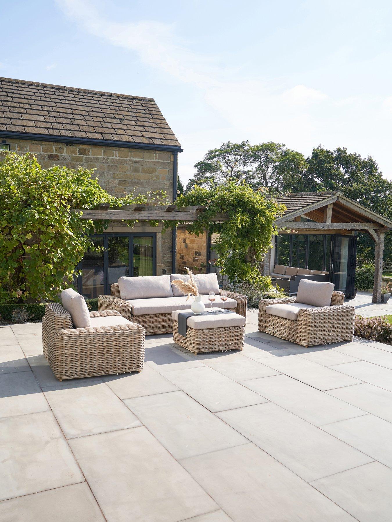Product photograph of Pacific Lifestyle Como Natural Antique Outdoor Sofa Set from very.co.uk