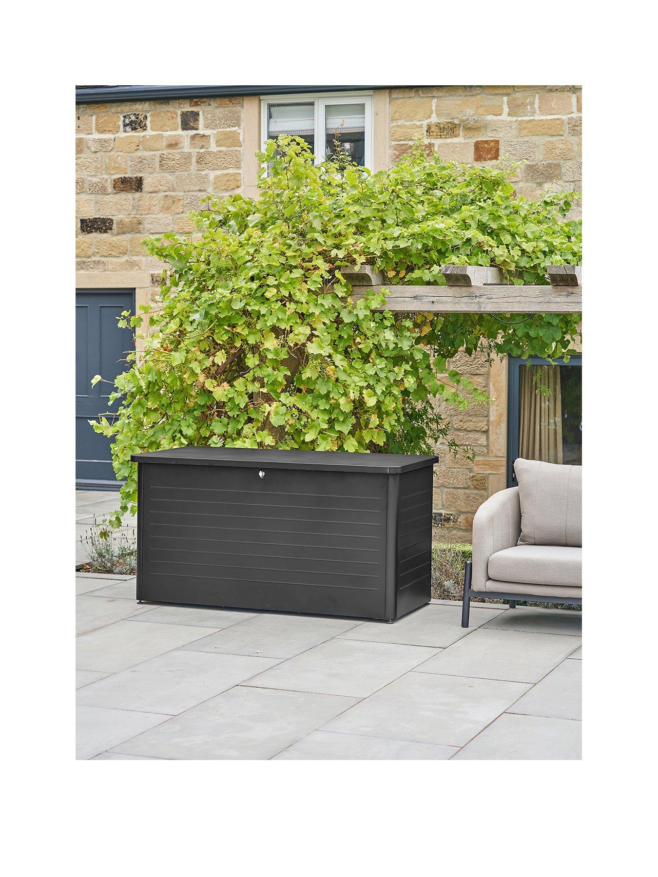 undefined Rhode Island Large Galvanised Steel Cushion Box Black