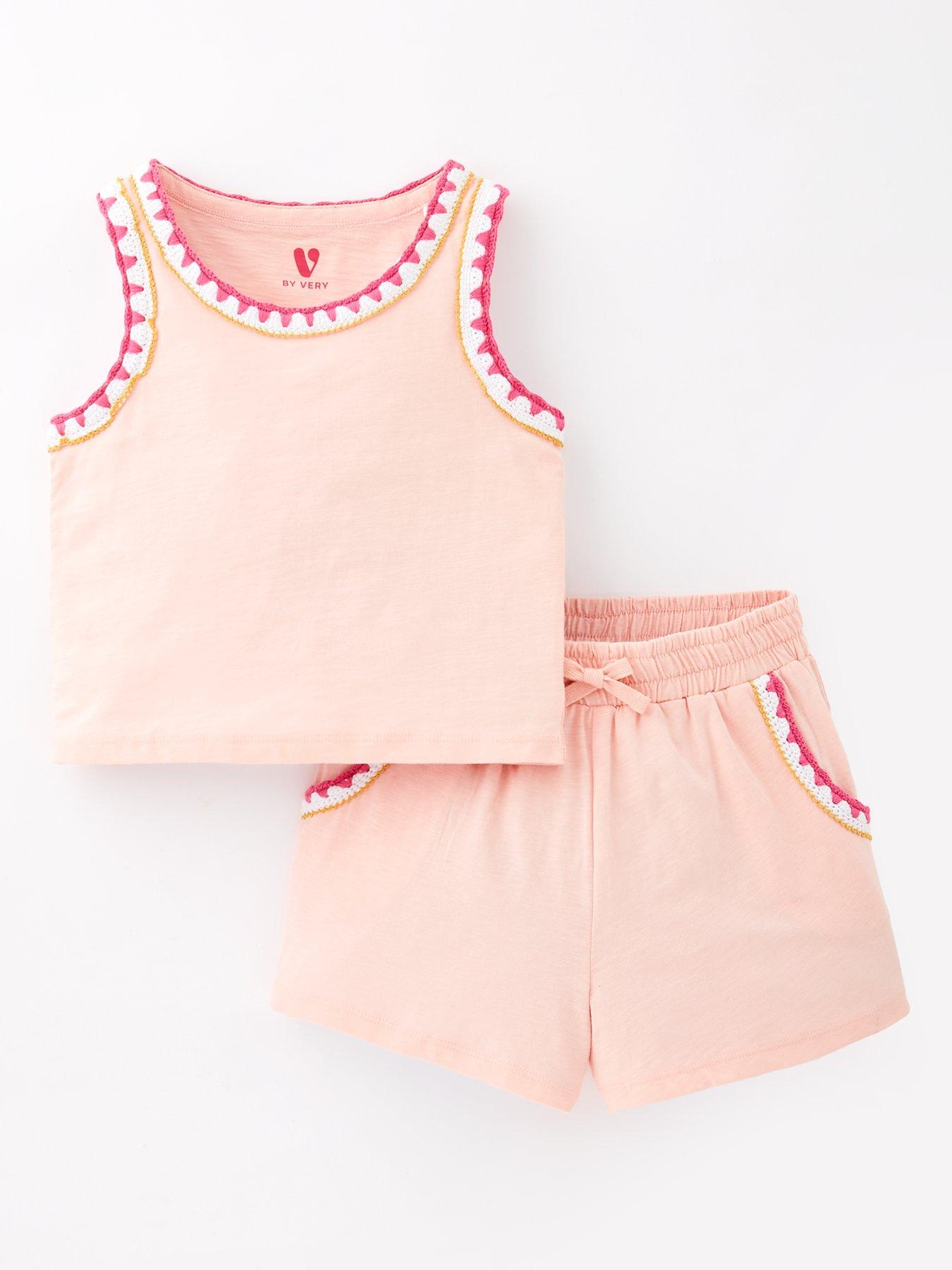 undefined Girls Stitch Edge T-Shirt And Short Set - Multi