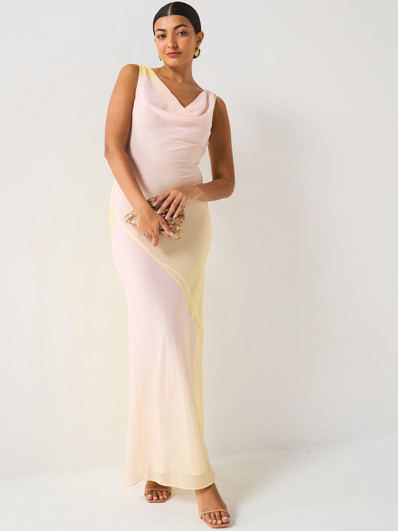 V by Very Ombre Cowl Neck Midi Dress - Print