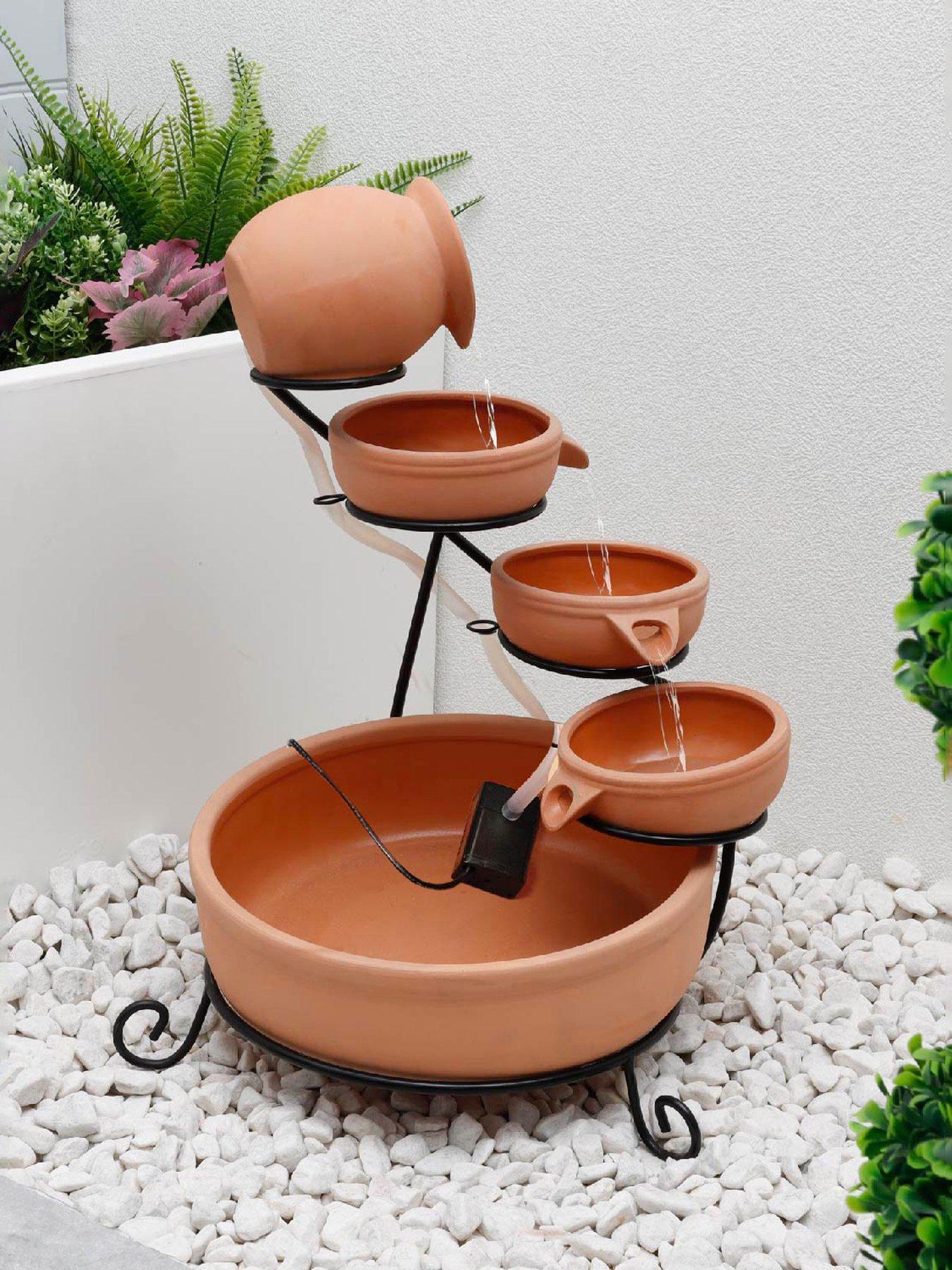 Image 1 of 7 of Streetwize Solar-Powered Cascading Terracotta Water Feature