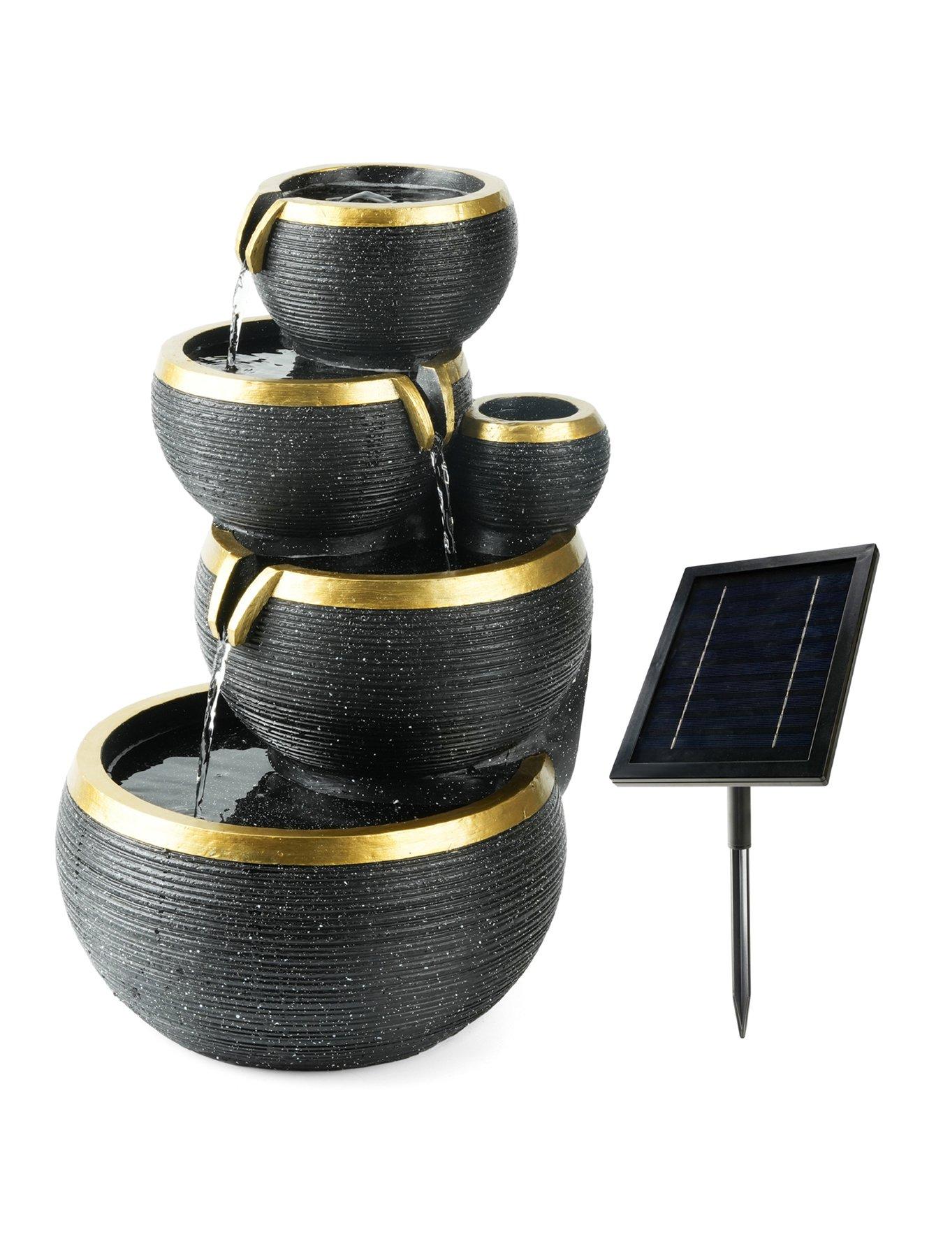 Image 2 of 6 of Streetwize Solar Cascading Black &amp; Gold Fountain Water Feature