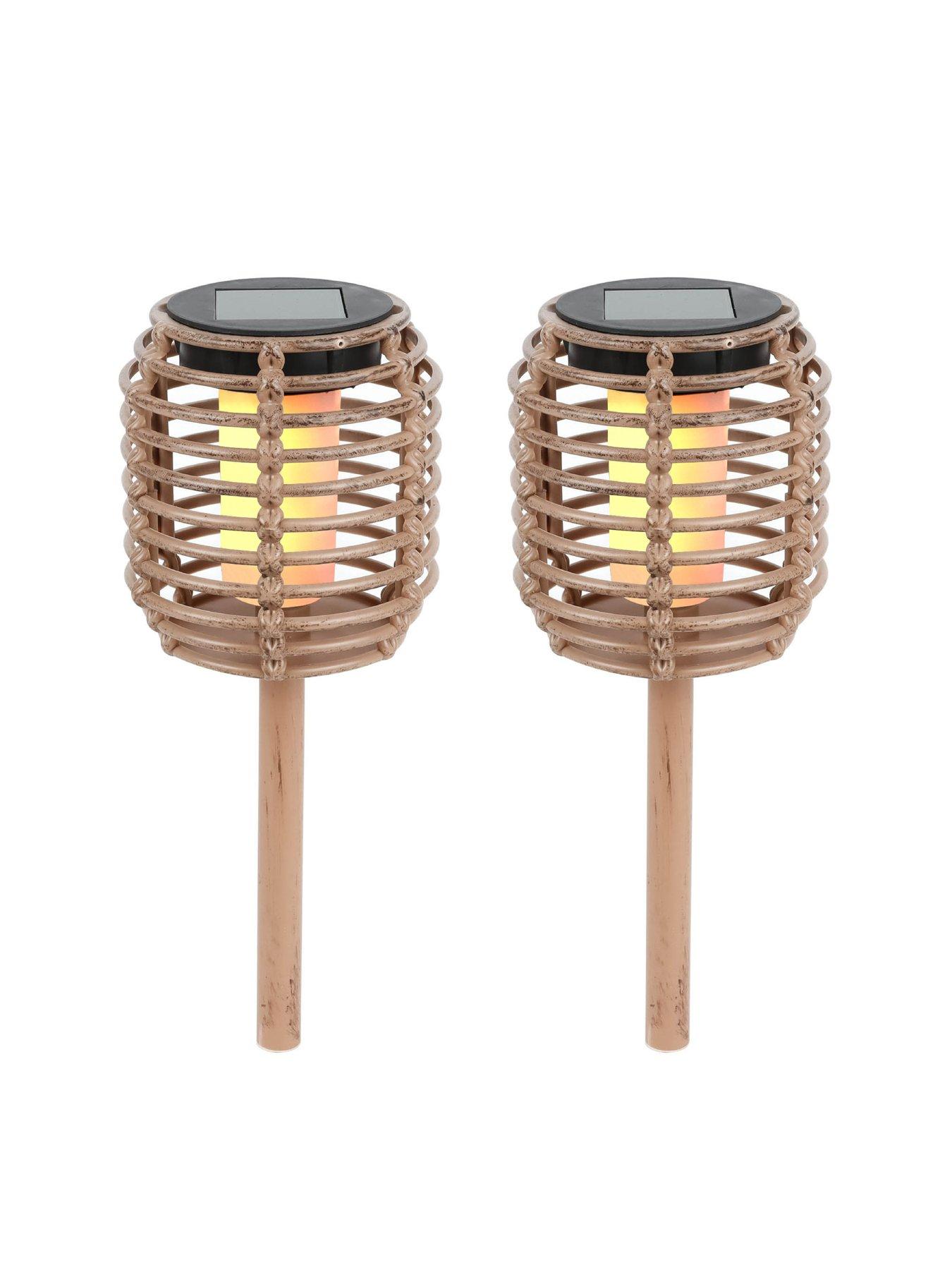 Image 1 of 6 of Streetwize Solar Rattan Effect Plastic&nbsp;Stake Lights (Pack of 2)