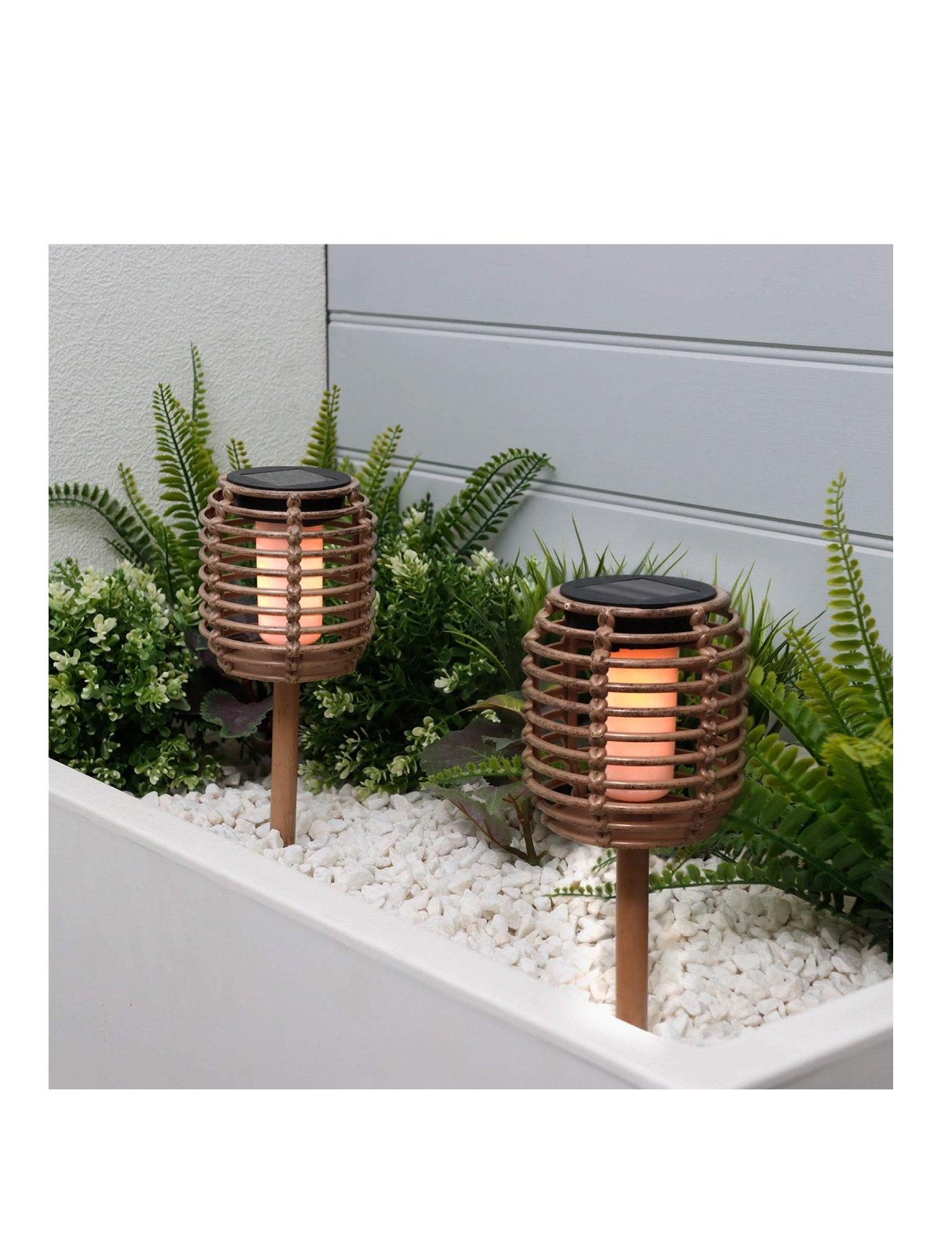 Image 3 of 6 of Streetwize Solar Rattan Effect Plastic&nbsp;Stake Lights (Pack of 2)