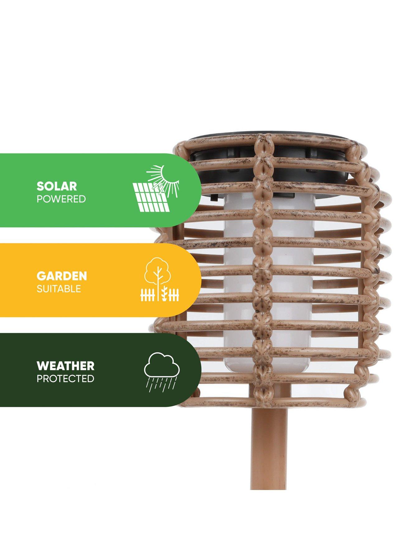 Image 4 of 6 of Streetwize Solar Rattan Effect Plastic&nbsp;Stake Lights (Pack of 2)