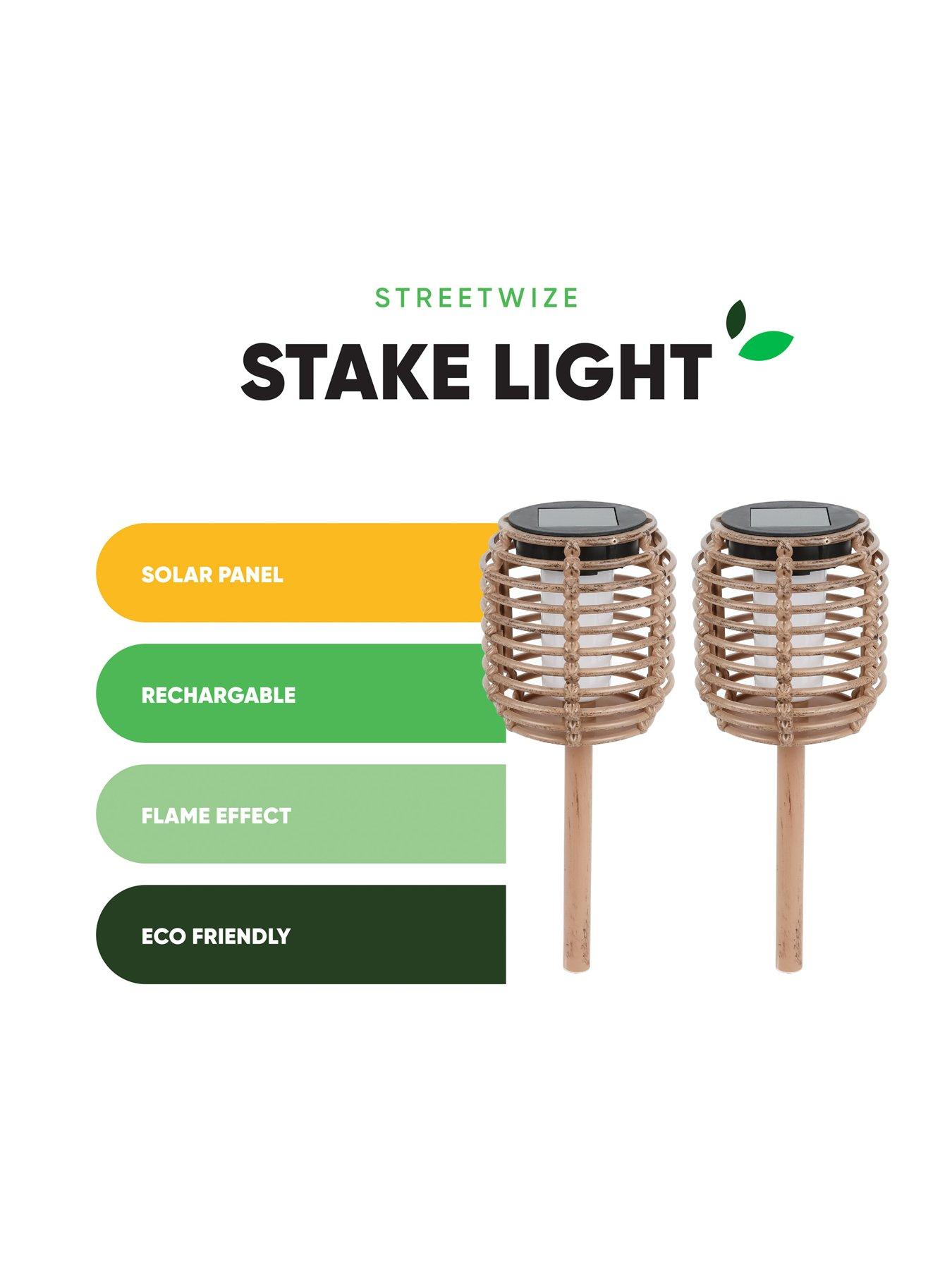 Image 5 of 6 of Streetwize Solar Rattan Effect Plastic&nbsp;Stake Lights (Pack of 2)