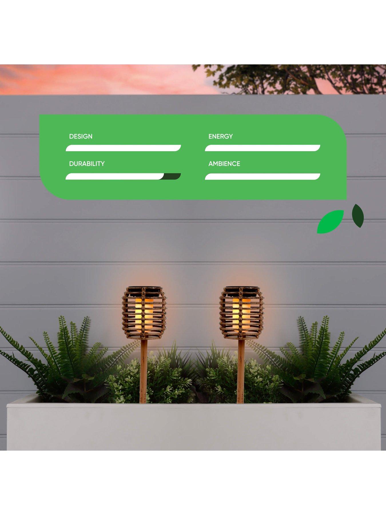 Image 6 of 6 of Streetwize Solar Rattan Effect Plastic&nbsp;Stake Lights (Pack of 2)