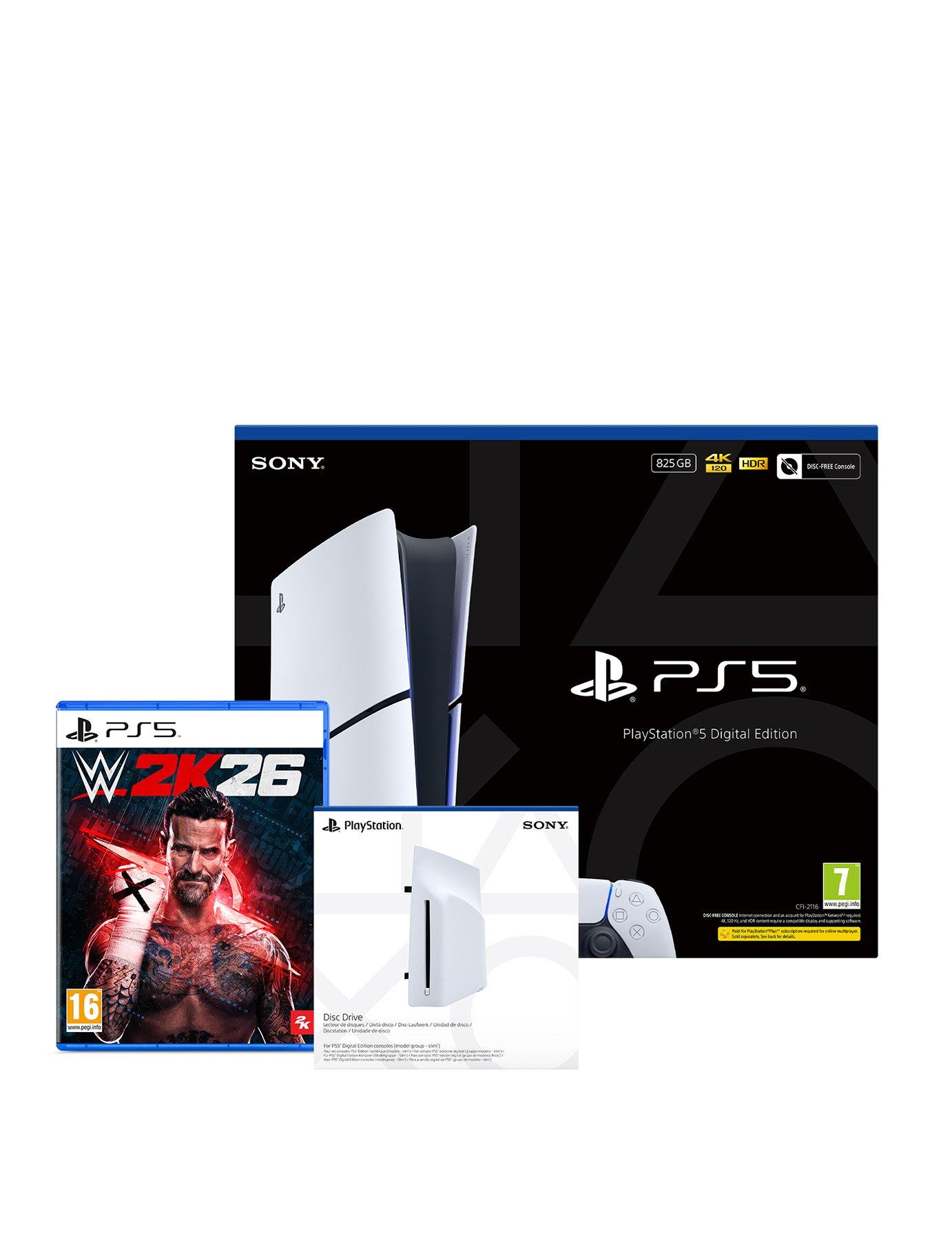 Playstation PlayStation®5 Digital Edition – 825GB with WWE 2K26  &  Disc Drive