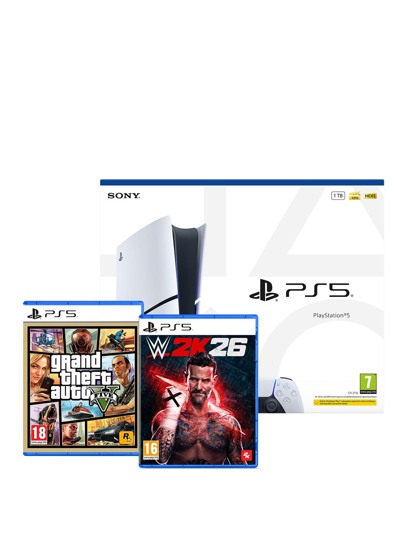 Playstation PlayStation®5 Disc Console – 1TB with WWE 2K26  &  Grand Theft Auto V