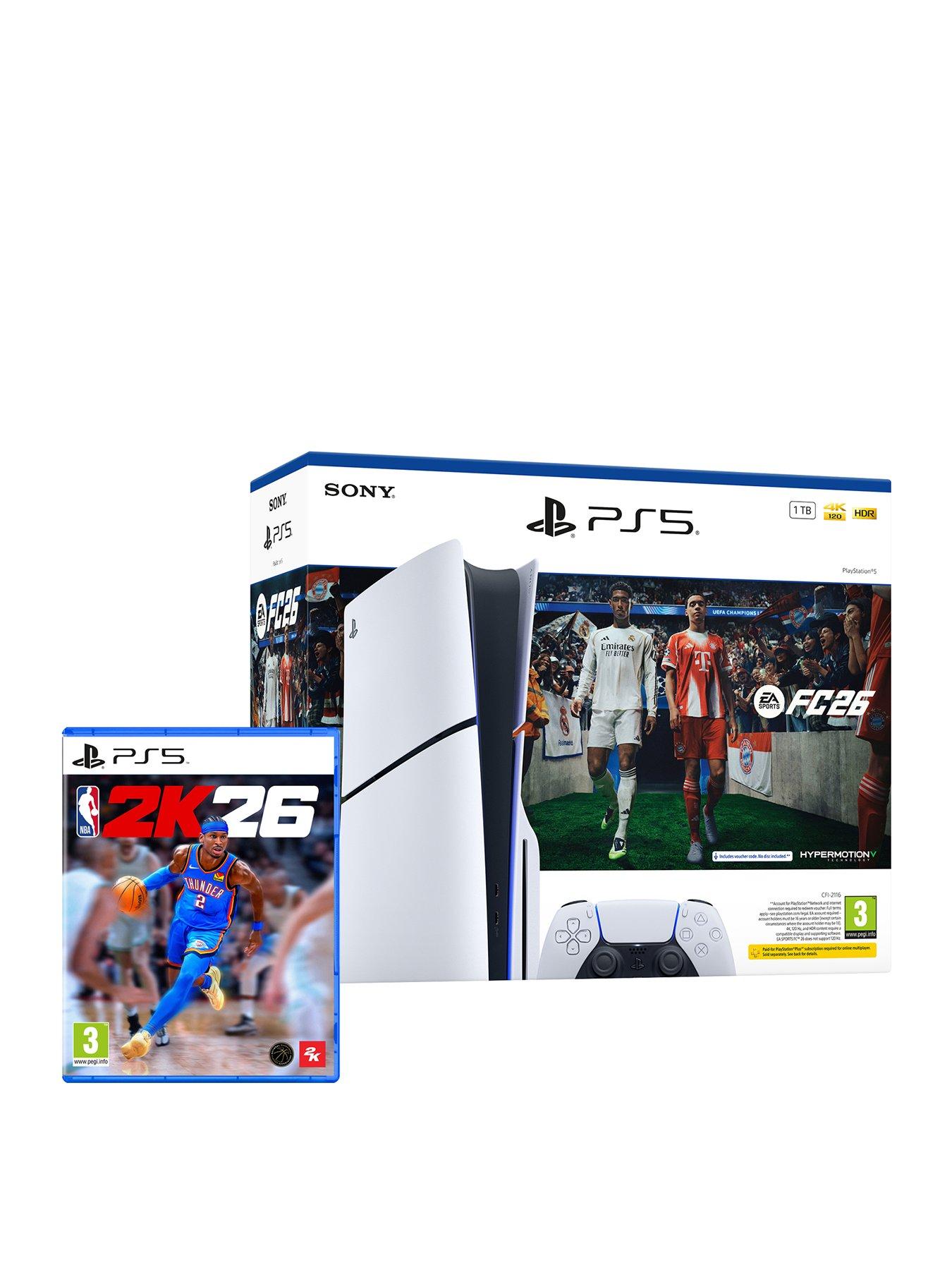 PlayStation 5 Disc Console 1TB - EA SPORTS FC™ 26 Bundle  &  NBA 2K26