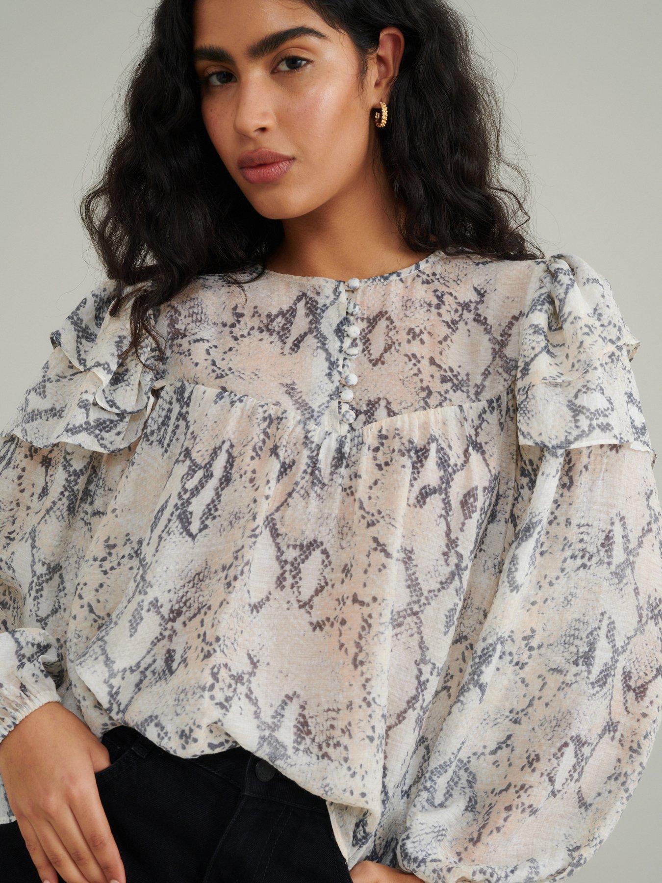 Nobodys Child Tilda Snake Print Top - White