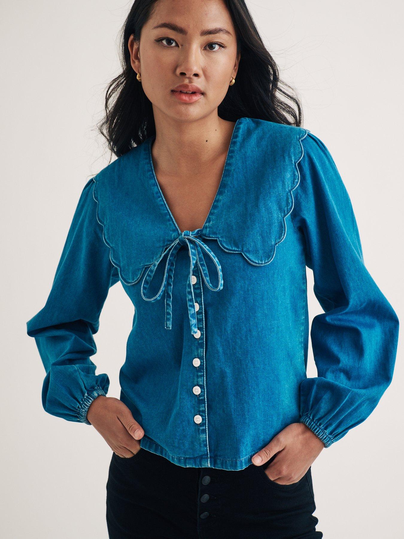 undefined Birdie Blouse - Denim - Blue