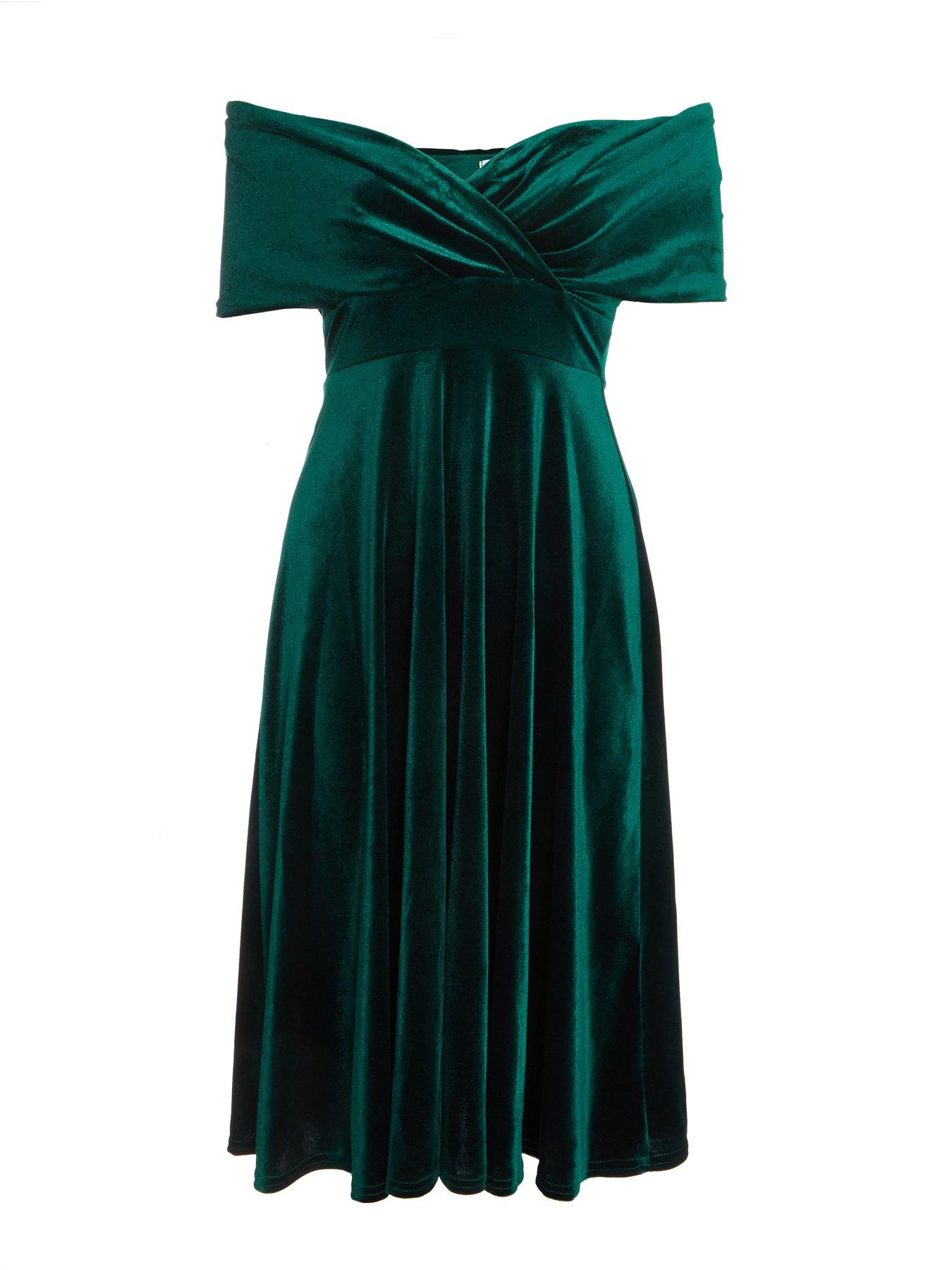 reformation green dresses Made In Italy Emerald Green Ditsy Flower Shirred Bardot Maxi Dress –  Sugarplum Boutique & Home main image 0