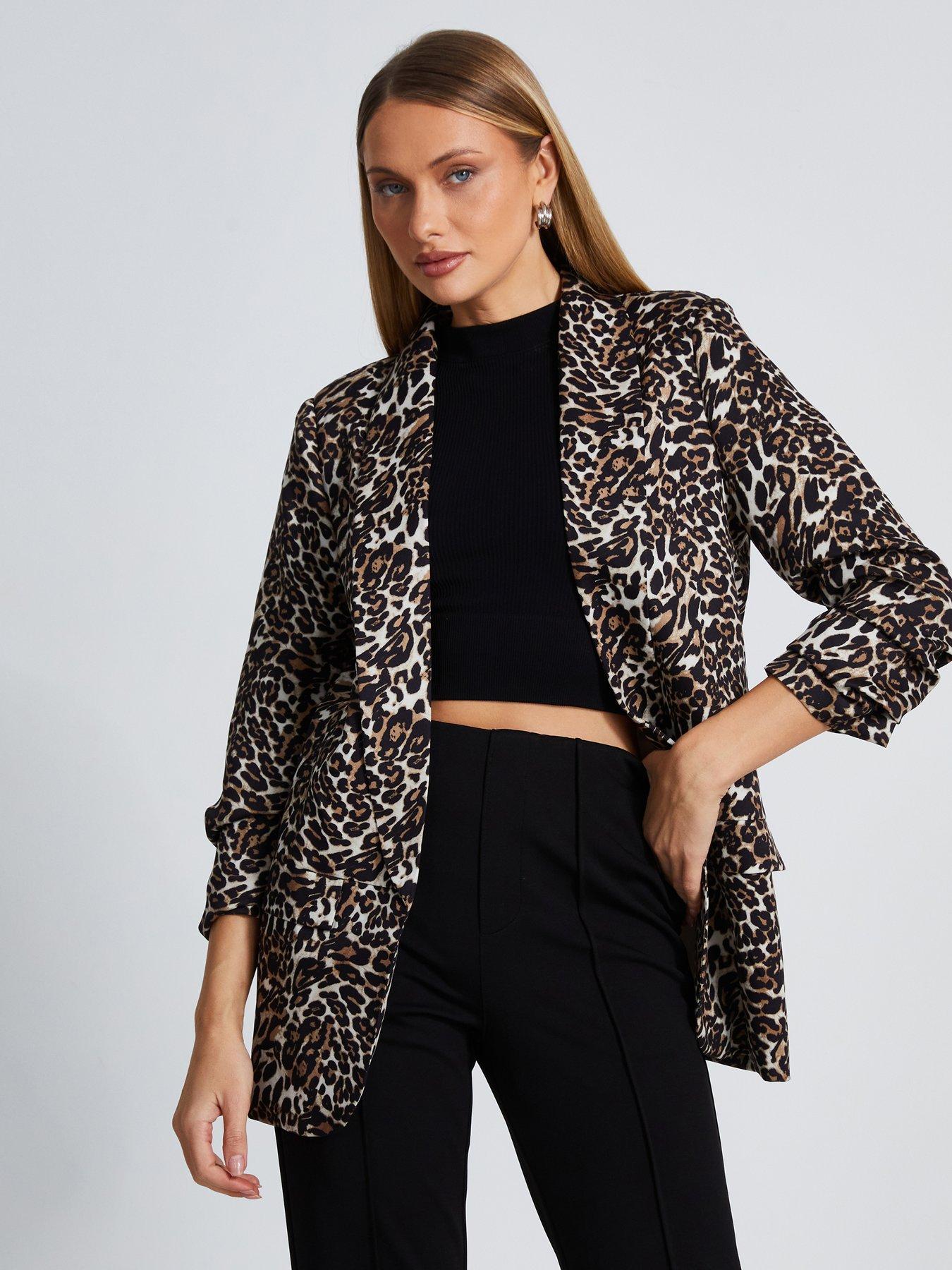 quiz-brown-leopard-print-blazer