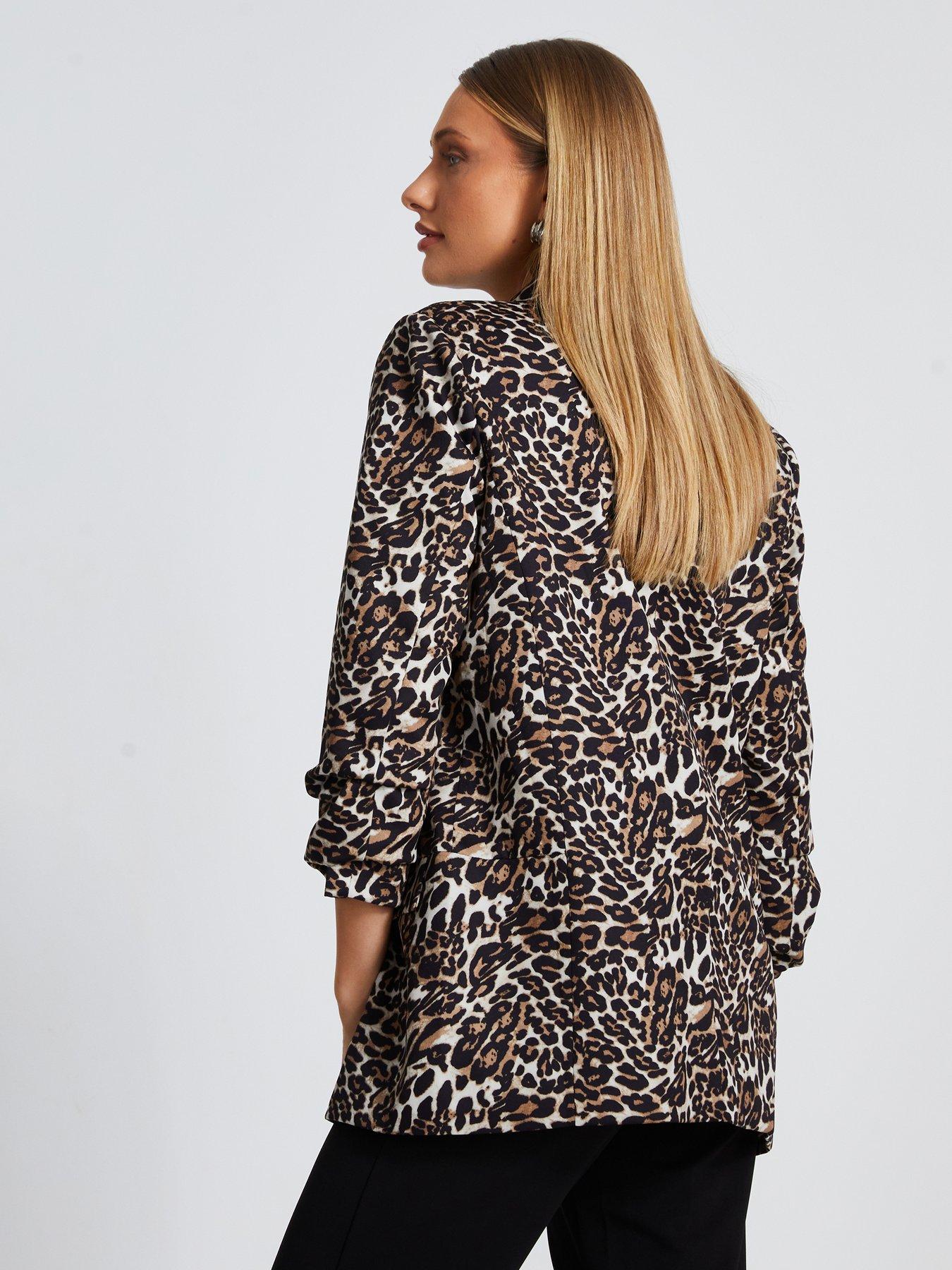 Image 2 of 6 of Quiz Brown Leopard Print Blazer