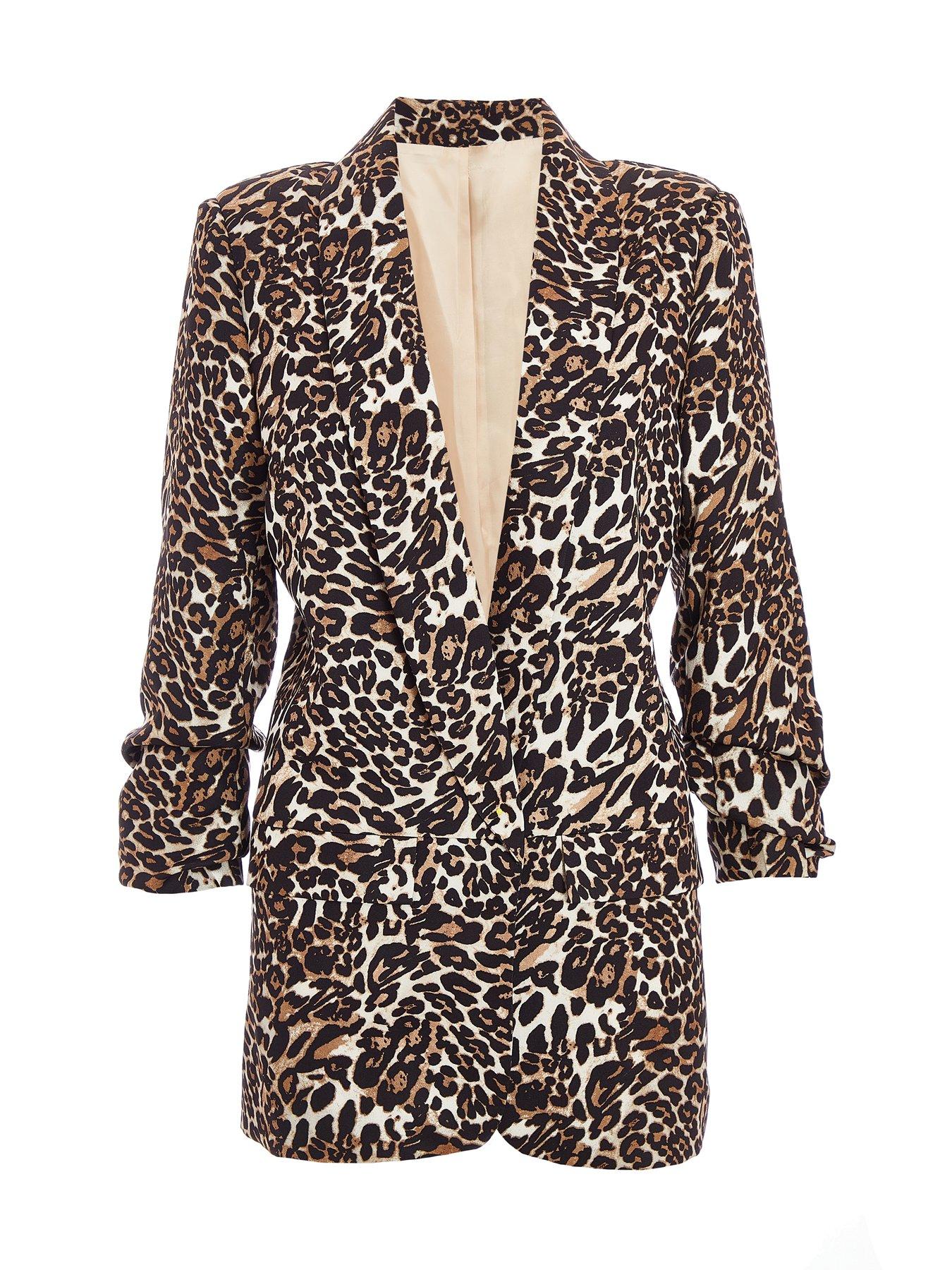 Image 4 of 6 of Quiz Brown Leopard Print Blazer