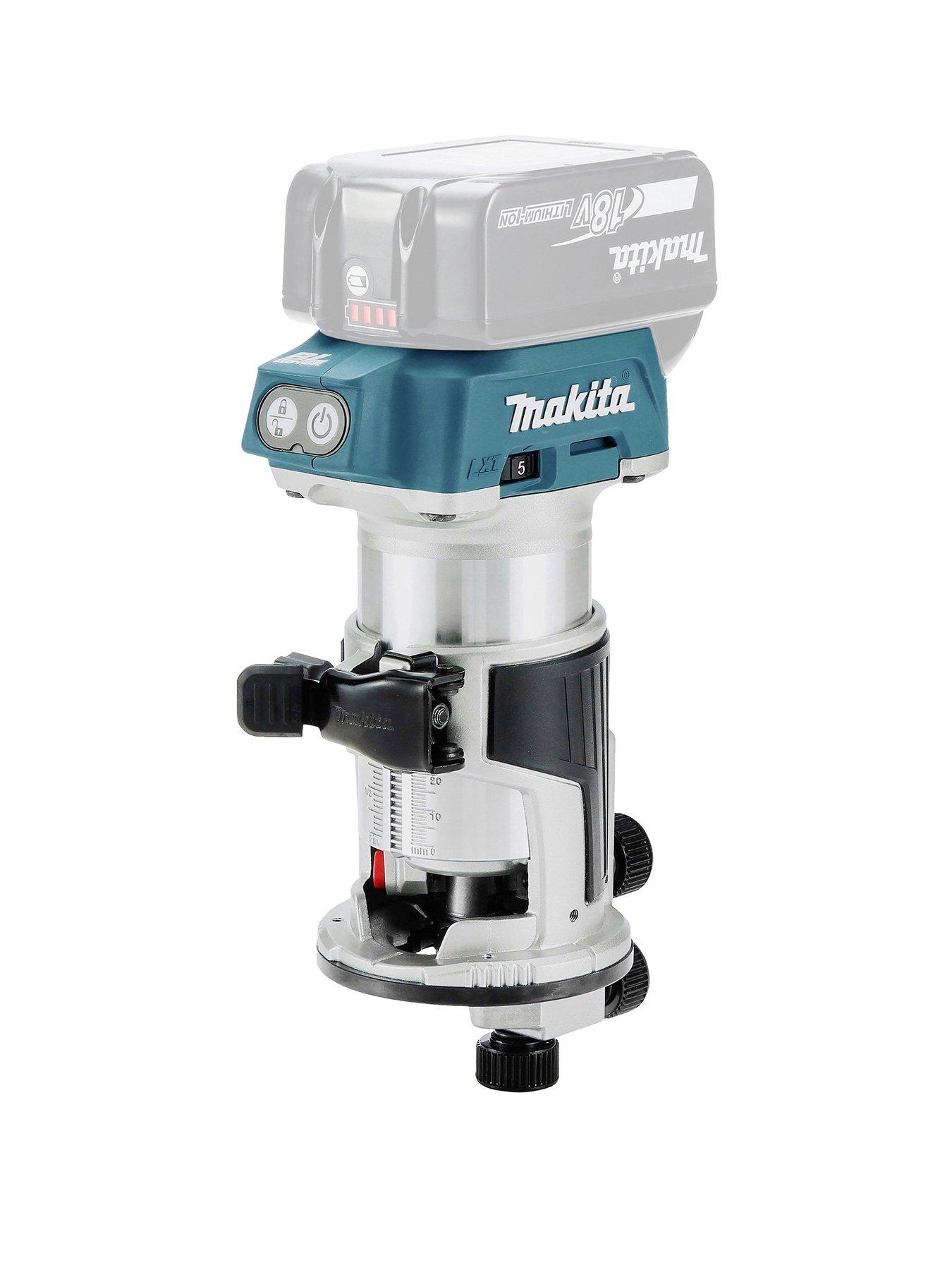 Product photograph of Makita 18v Router Trimmer With Trimmer Base Straight Guide In Makpac Case from very.co.uk
