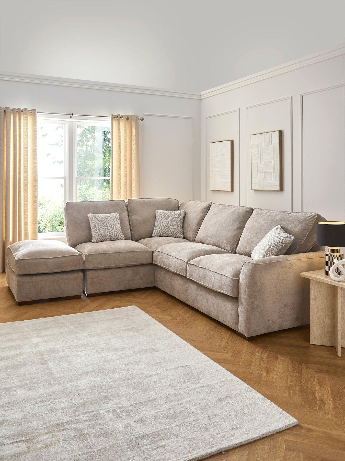 The Very Collection Treviso Left Hand Corner Fabric Chaise with Footstool - Made to Order in the UK - FSC® Certified