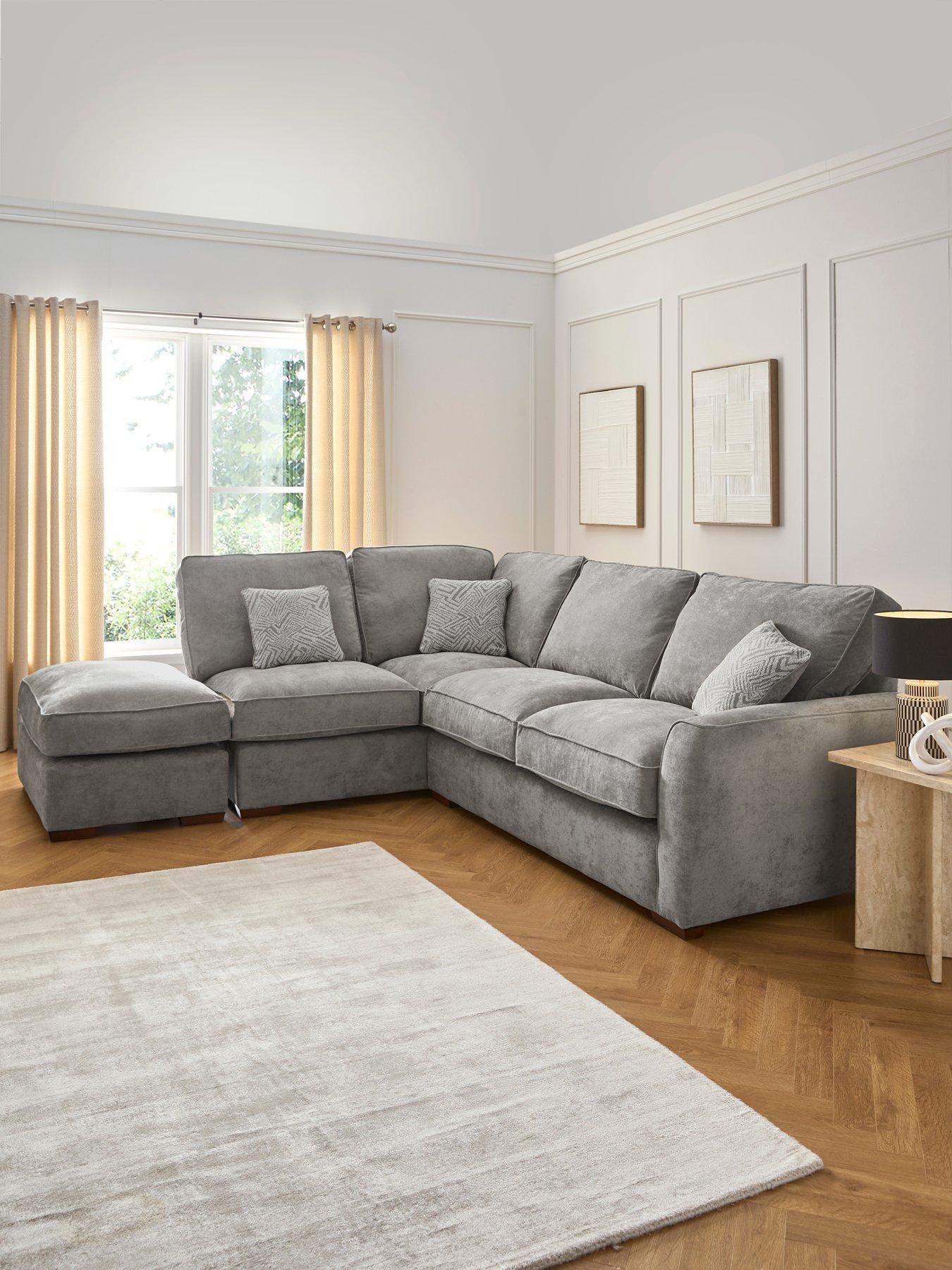 undefined Treviso Left Hand Corner Fabric Chaise with Footstool