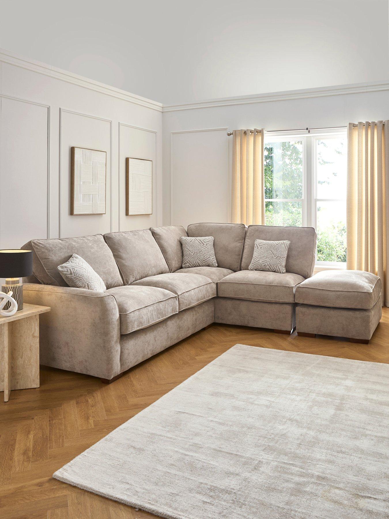 undefined Treviso Right Hand Corner Fabric Chaise with Footstool