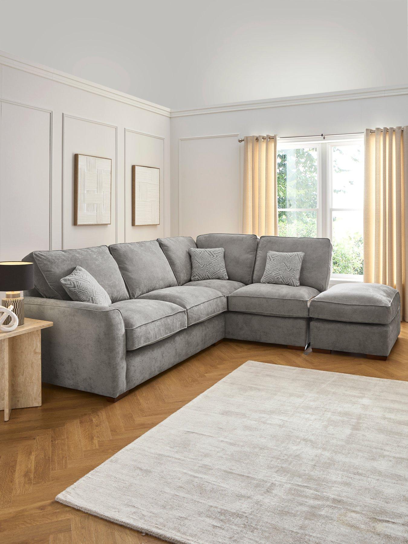 undefined Treviso Right Hand Corner Fabric Chaise with Footstool