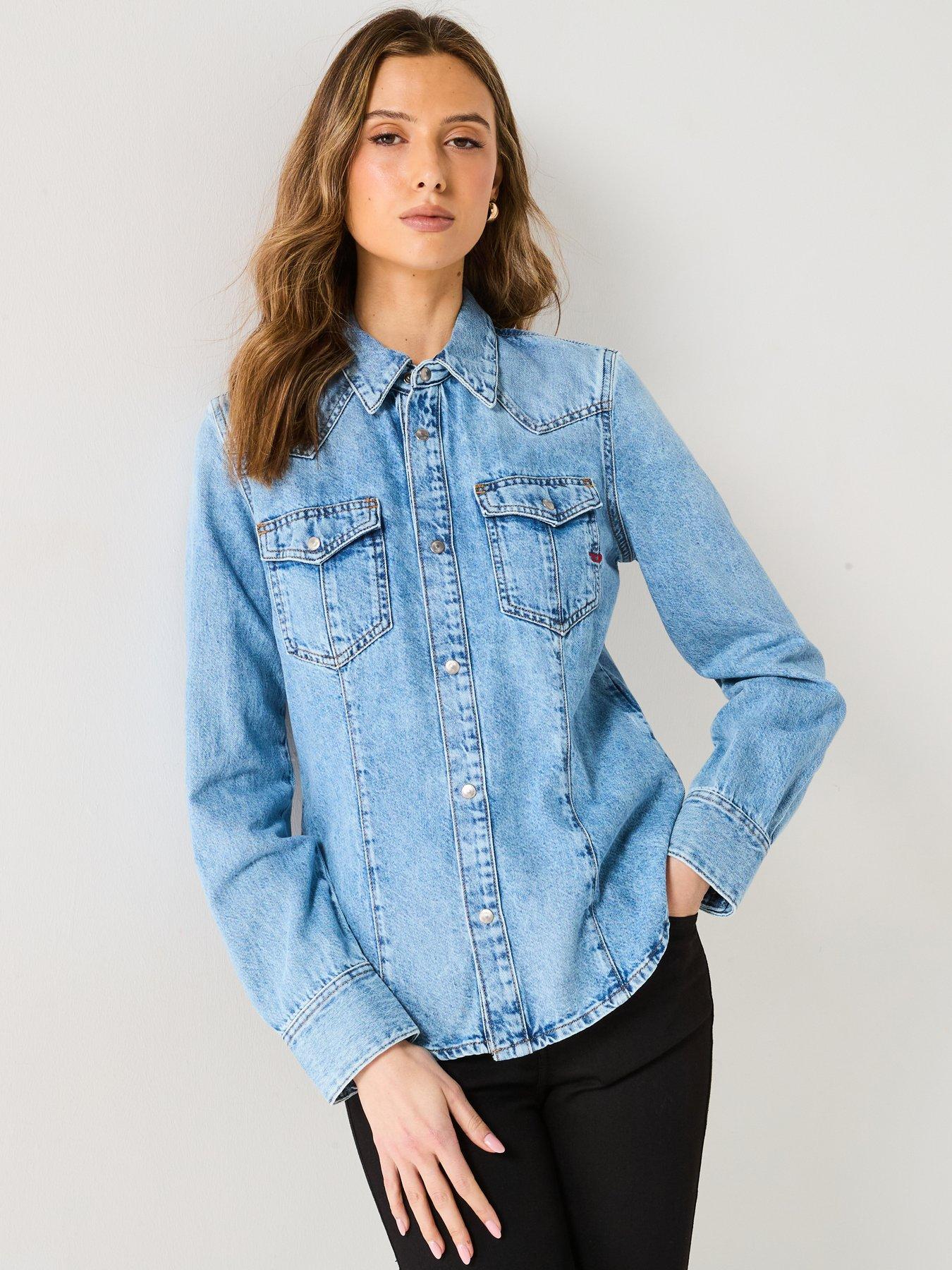 undefined De-Waves Long Sleeve Denim Shirt - Light Wash