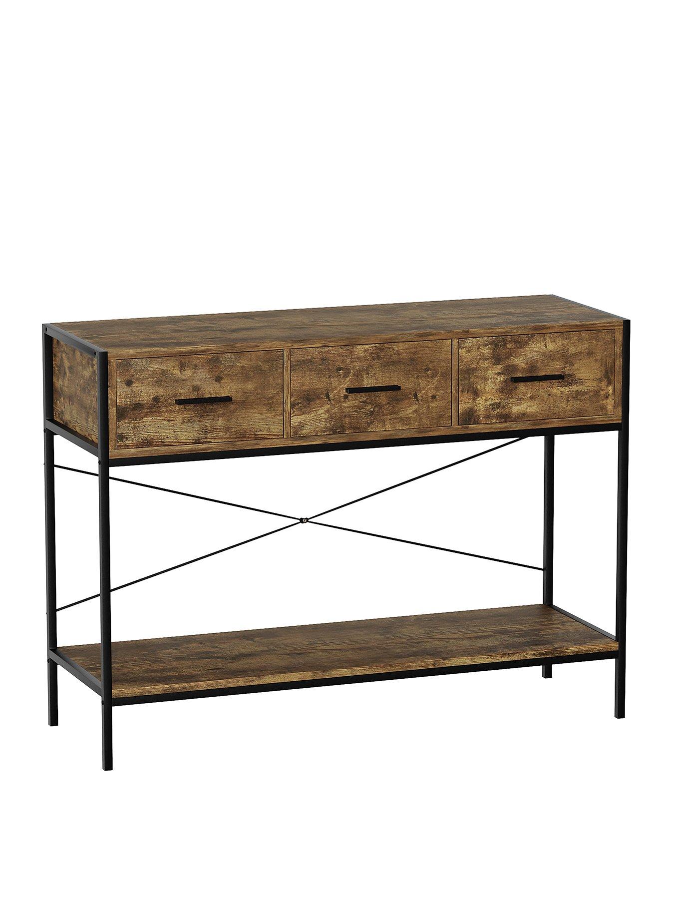 Vida Designs Brooklyn Tavoli consolle, Legno, Grey, 1 cassetto