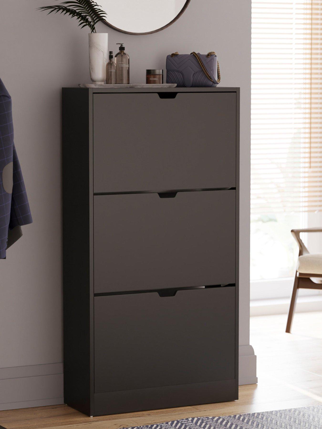 undefined Cove 3 Drawer Shoe Cabinet - Black - FSC® Certified