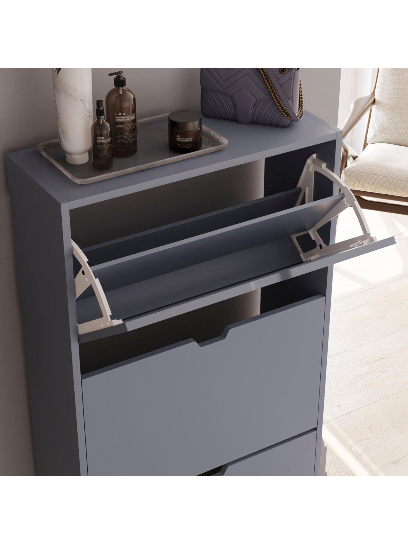 Vida Designs Cove Drawer Shoe Cabinet Grey FSC® Certified Very