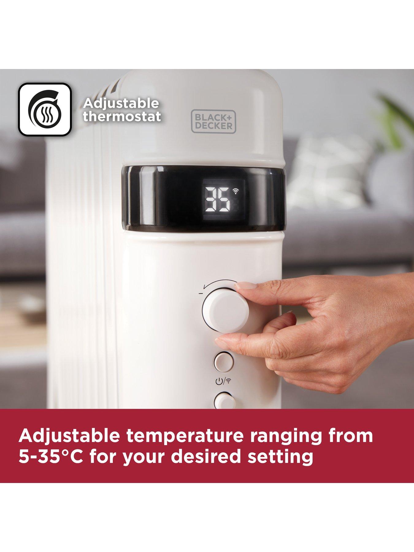 Image 6 of 7 of Black & Decker 1.5kW Smart Digital Oil-Free Radiator with 24-Hour Timer - White