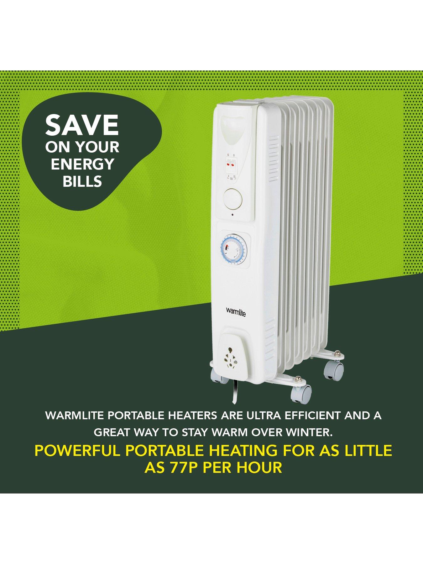 Image 4 of 7 of Black & Decker 1500W 7-Fin Oil-Filled Radiator with&nbsp;24-Hour Timer - White