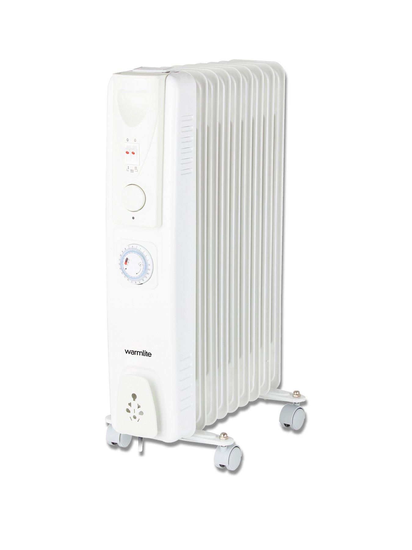 Warmlite 2000W 9-Fin Oil Filled Radiator with Adjustable Timer - White