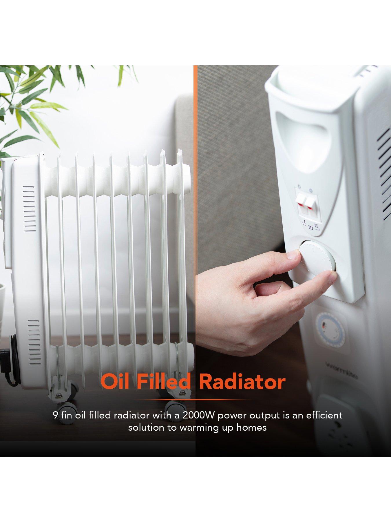 Image 3 of 7 of Warmlite 2000W 9-Fin Oil Filled Radiator with Adjustable Timer - White