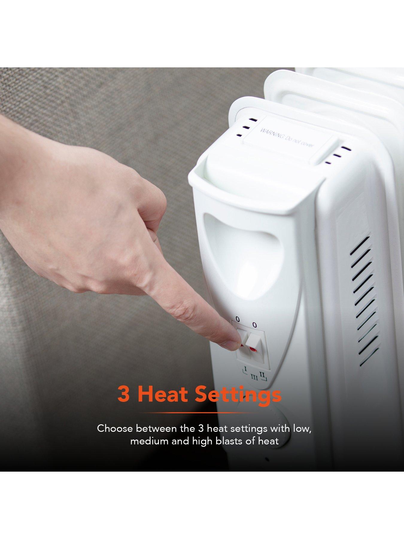 Image 5 of 7 of Warmlite 2000W 9-Fin Oil Filled Radiator with Adjustable Timer - White
