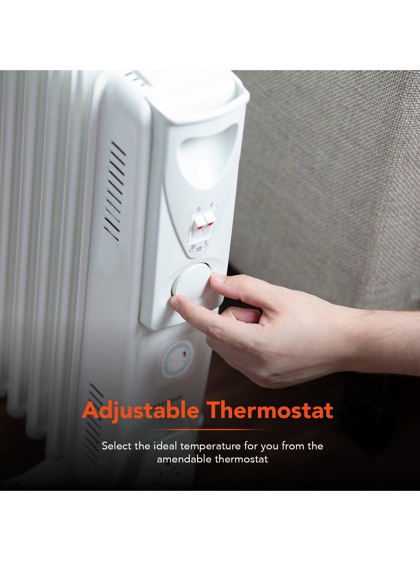 Image 6 of 7 of Warmlite 2000W 9-Fin Oil Filled Radiator with Adjustable Timer - White