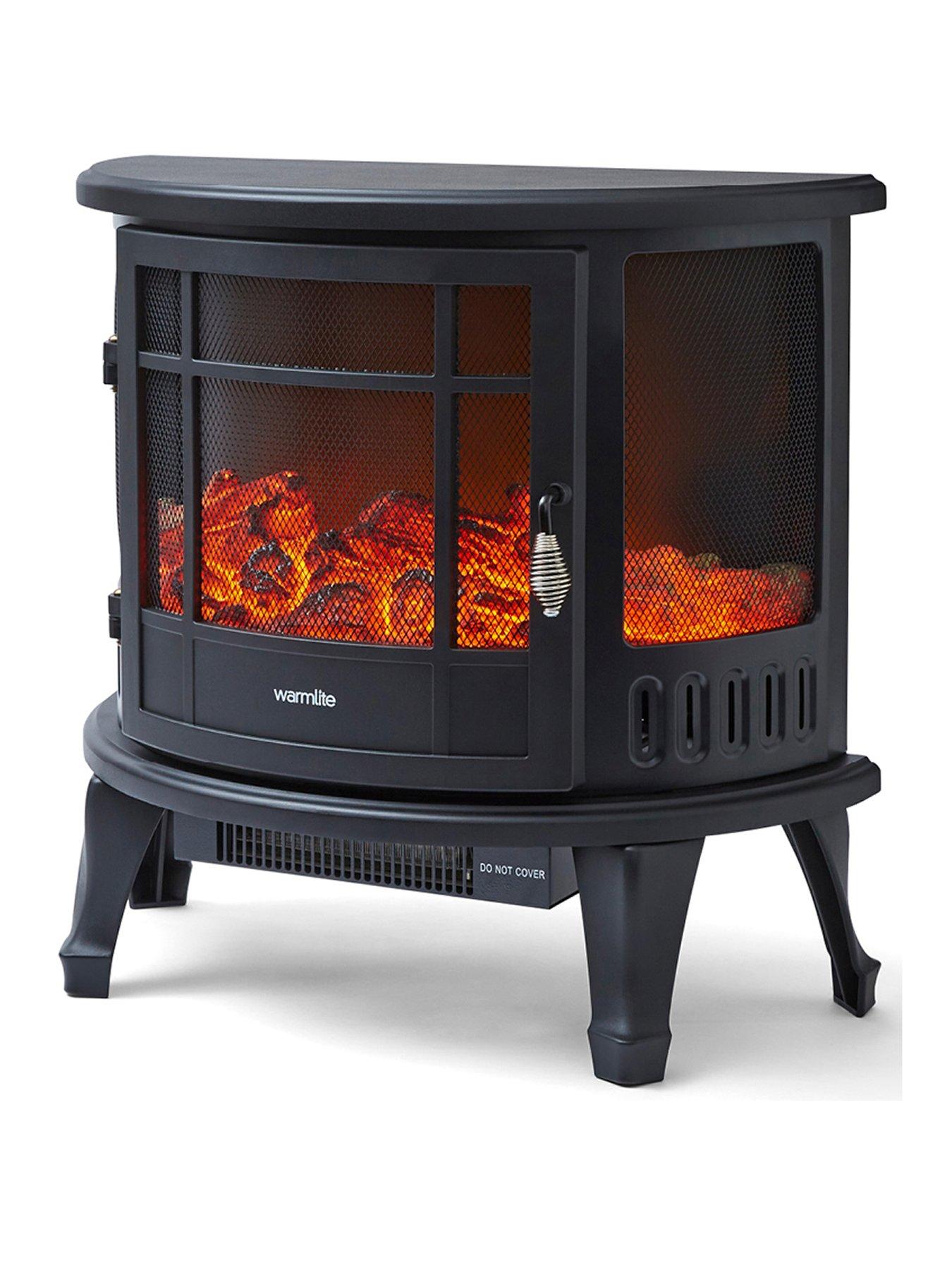 Warmlite 1.8kW Bath Log Effect Stove Fire - Black