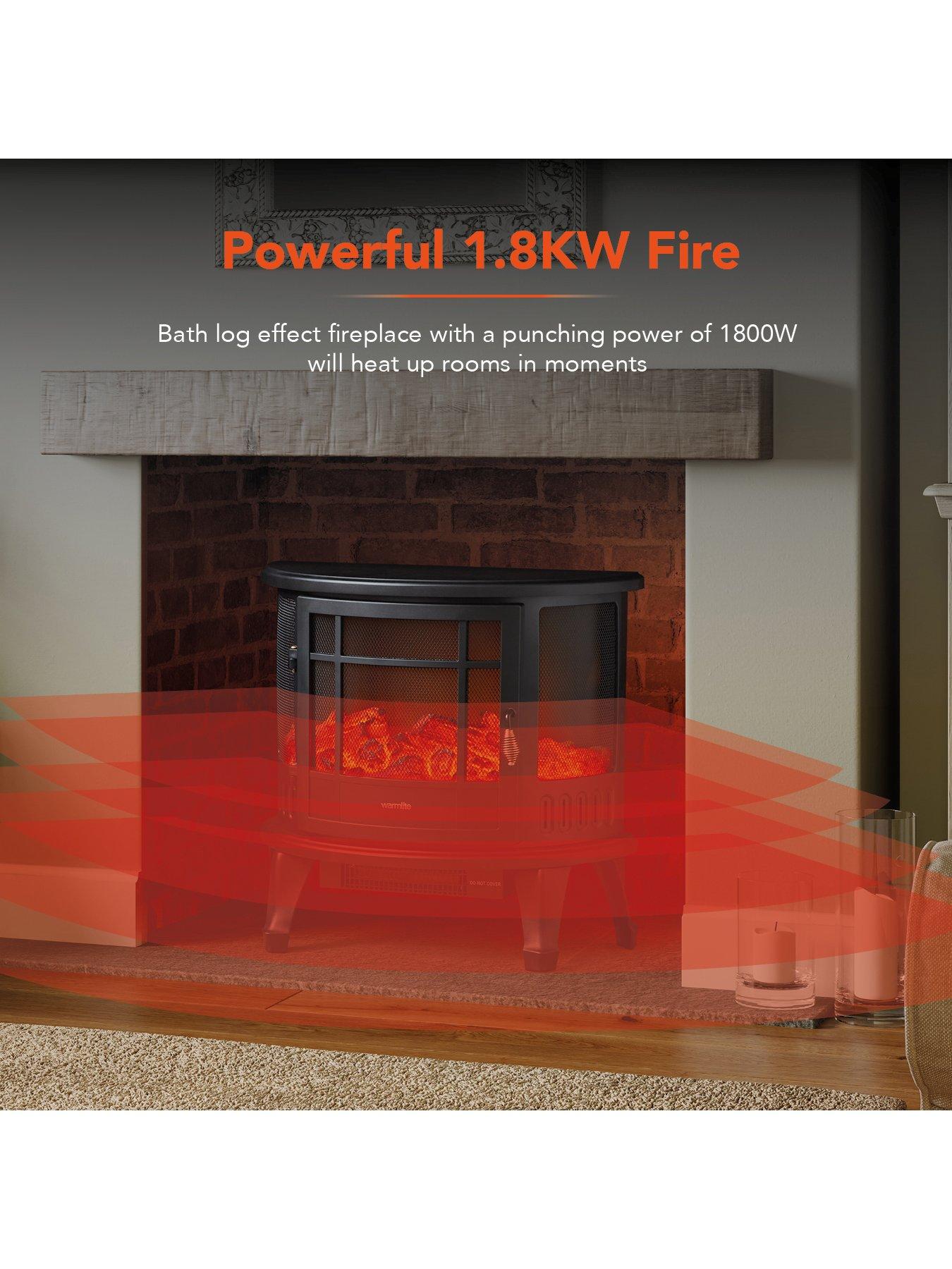 Image 3 of 7 of Warmlite 1.8kW Bath Log Effect Stove Fire - Black
