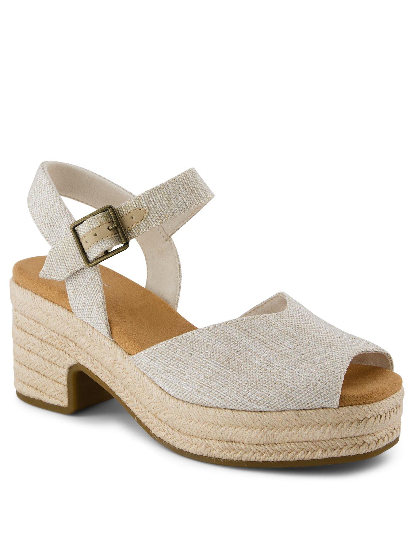 Image 2 of 7 of TOMS Isla Peep Toe Heeled Sandal - Beige