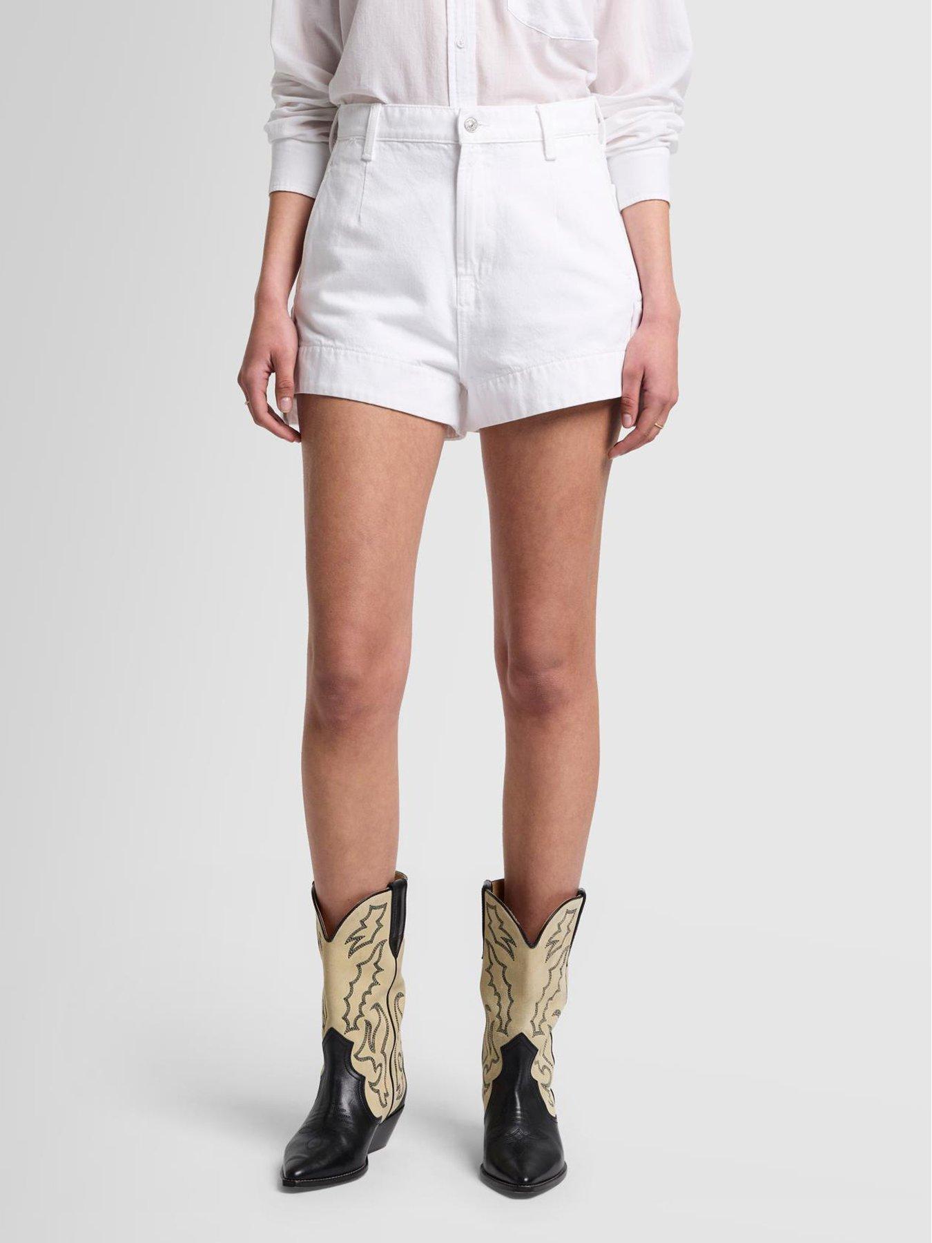 undefined Tailored Slouch Denim Shorts - White