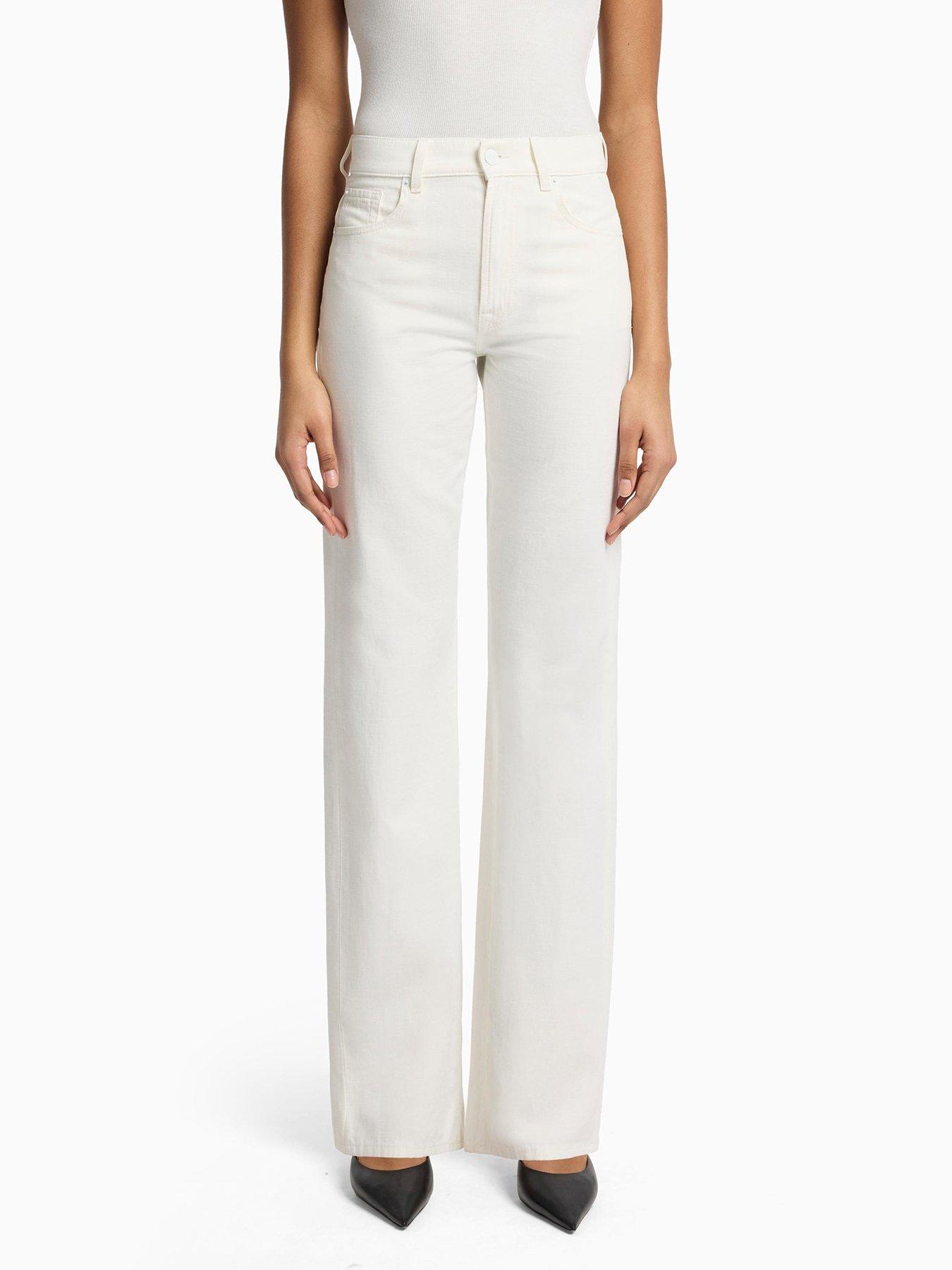 Image 1 of 6 of 7 FOR ALL MANKIND Tess Linen Trousers - White