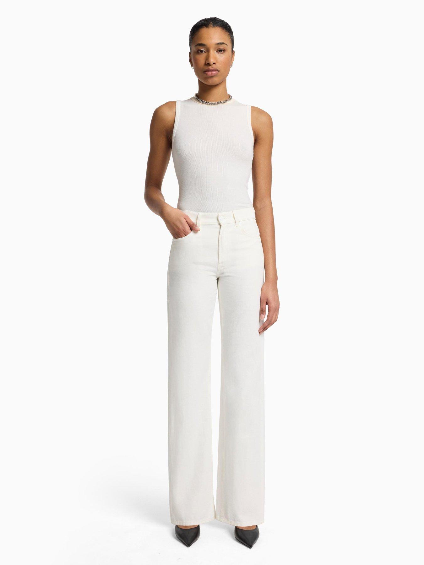 Image 2 of 6 of 7 FOR ALL MANKIND Tess Linen Trousers - White