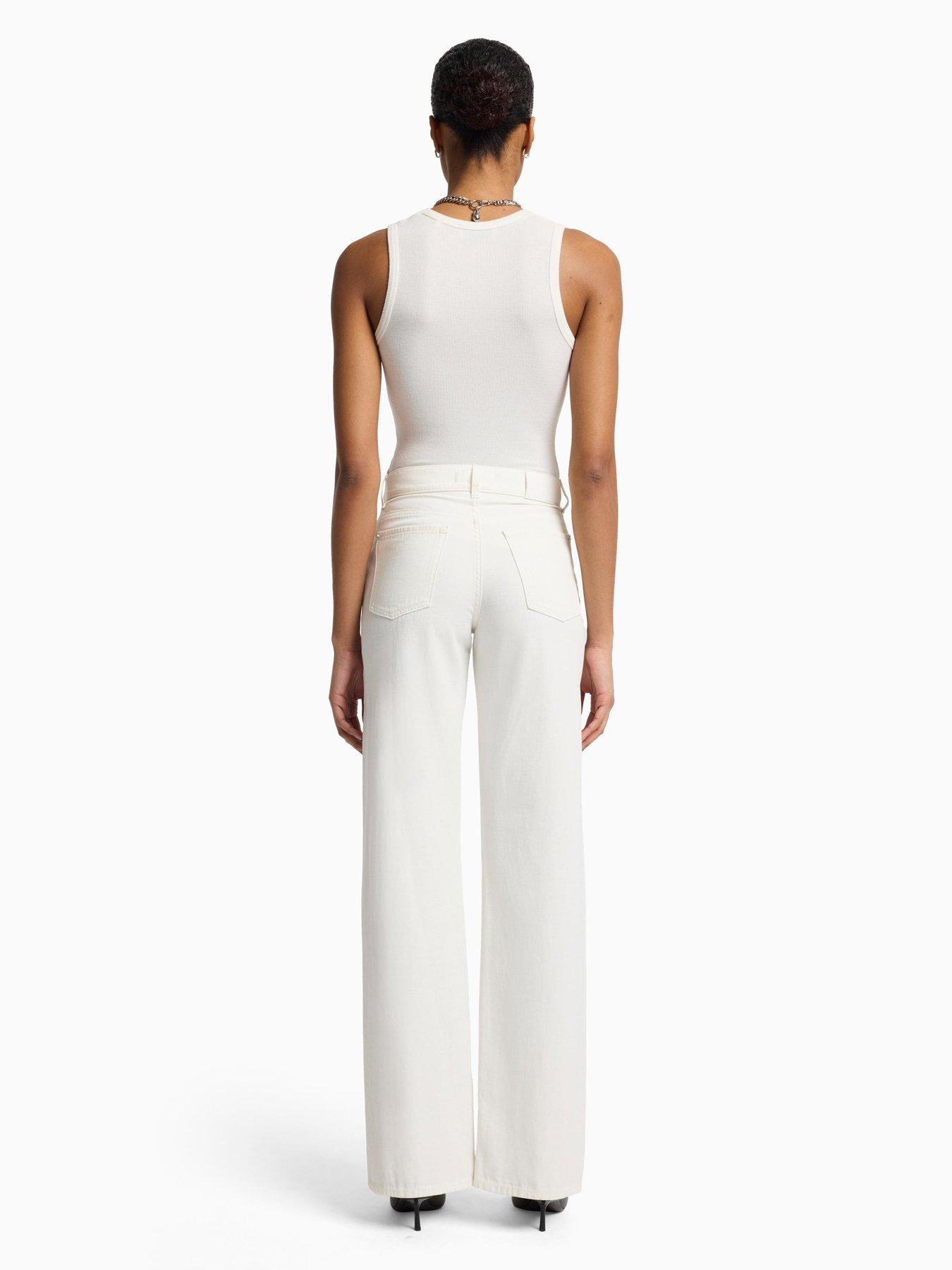 Image 4 of 6 of 7 FOR ALL MANKIND Tess Linen Trousers - White