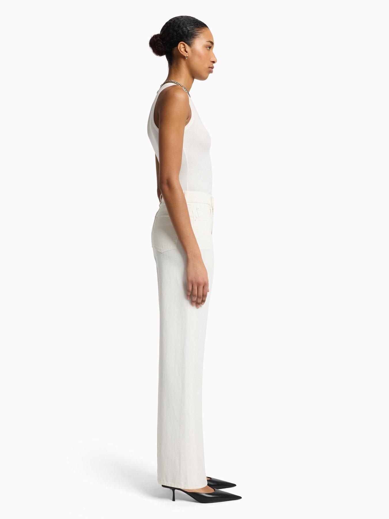 Image 5 of 6 of 7 FOR ALL MANKIND Tess Linen Trousers - White