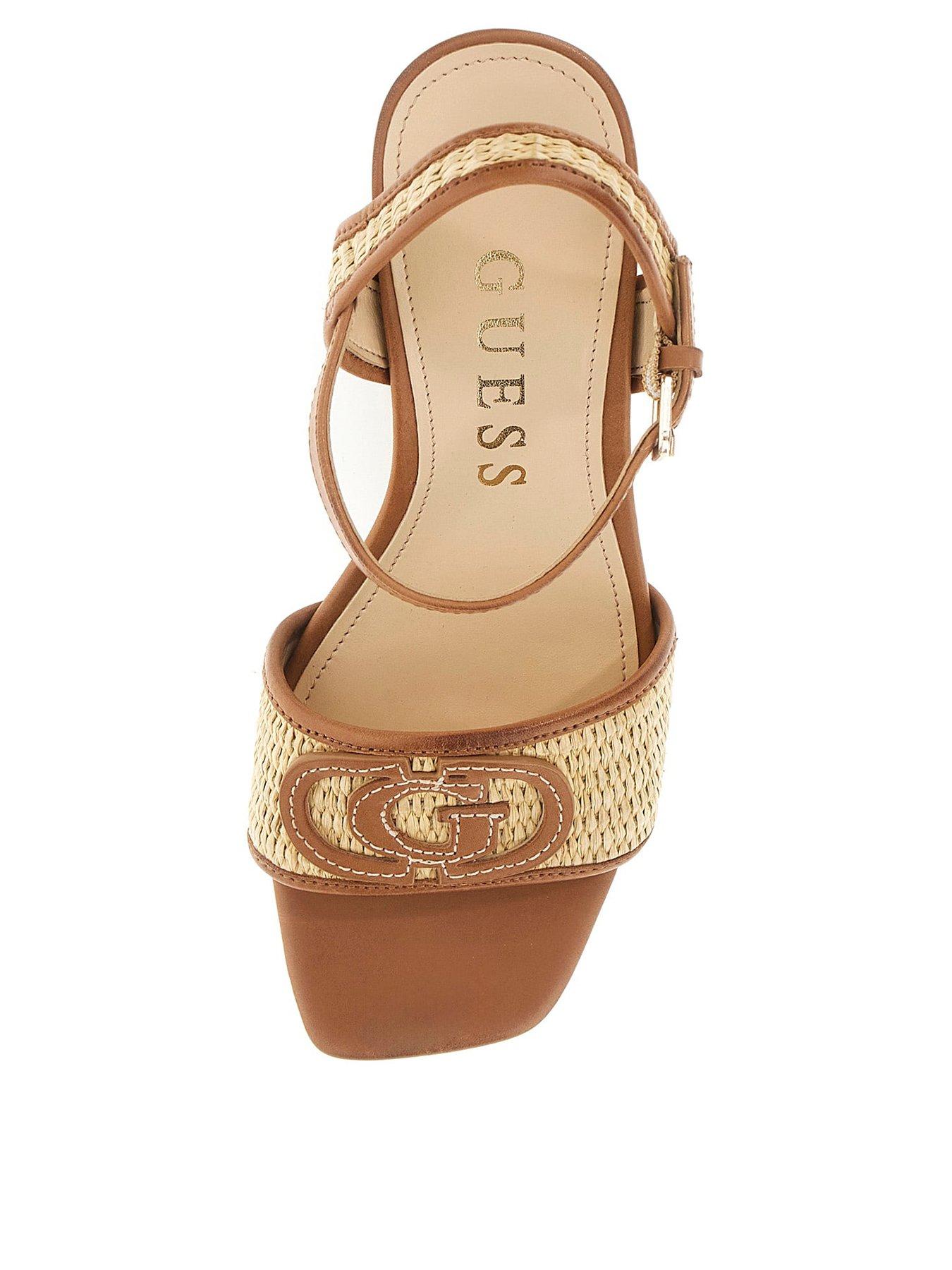 Image 2 of 4 of Guess Ganika Block Heel Raffia Sandal - Natural