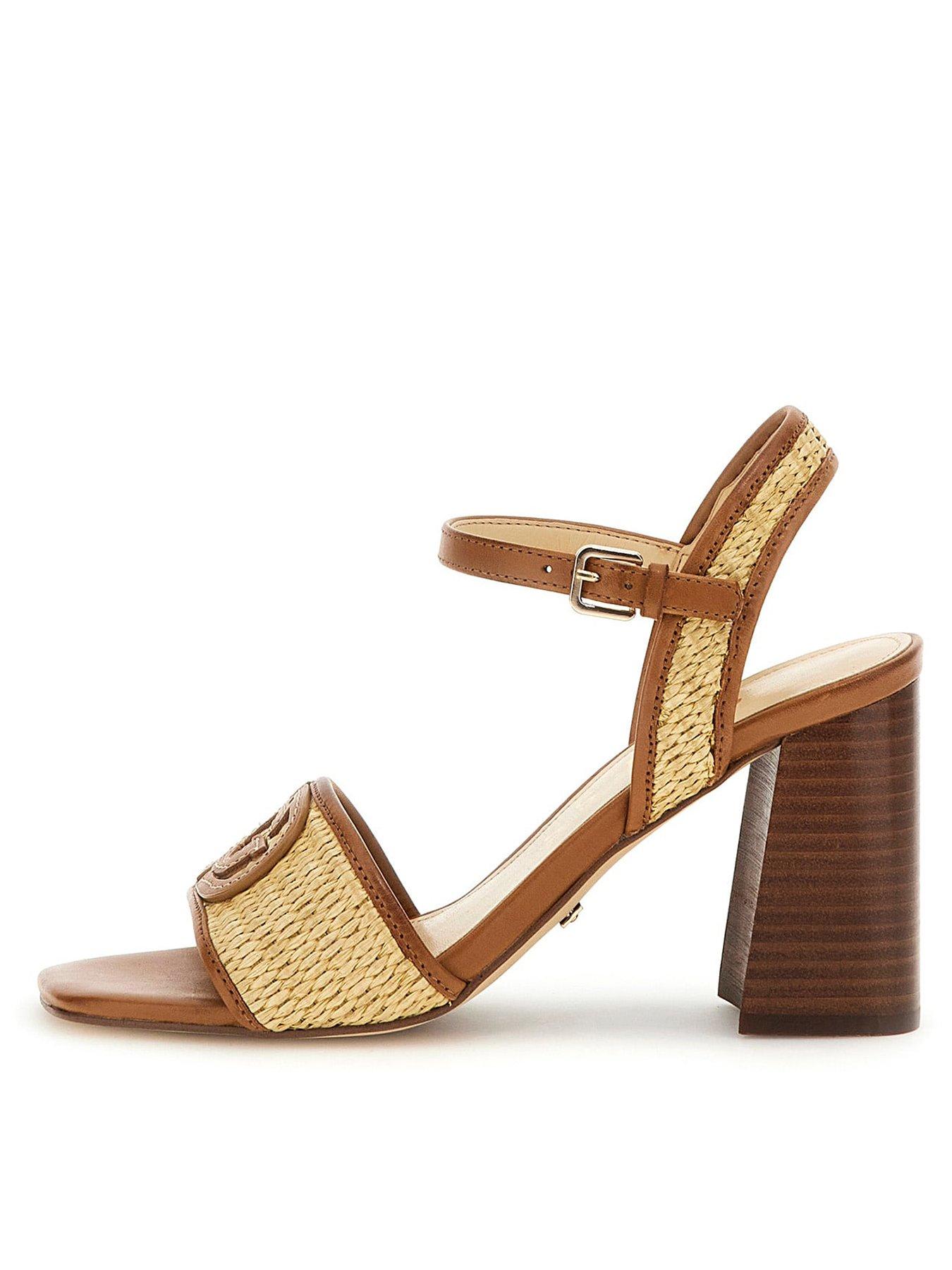 Image 3 of 4 of Guess Ganika Block Heel Raffia Sandal - Natural